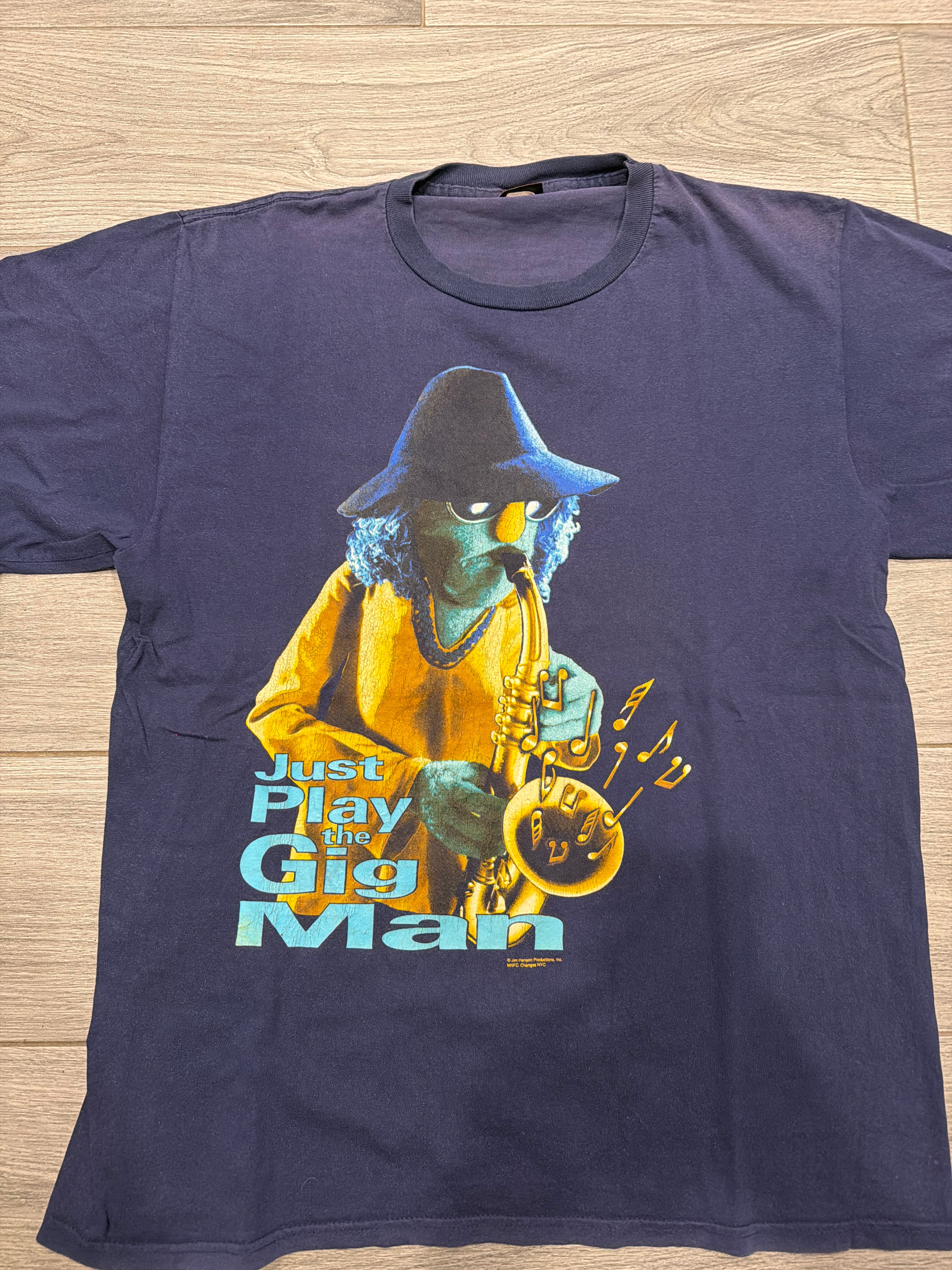 90s Muppets Zoot Jazz Sax Play the Gig Man Blue T Shirt XL
