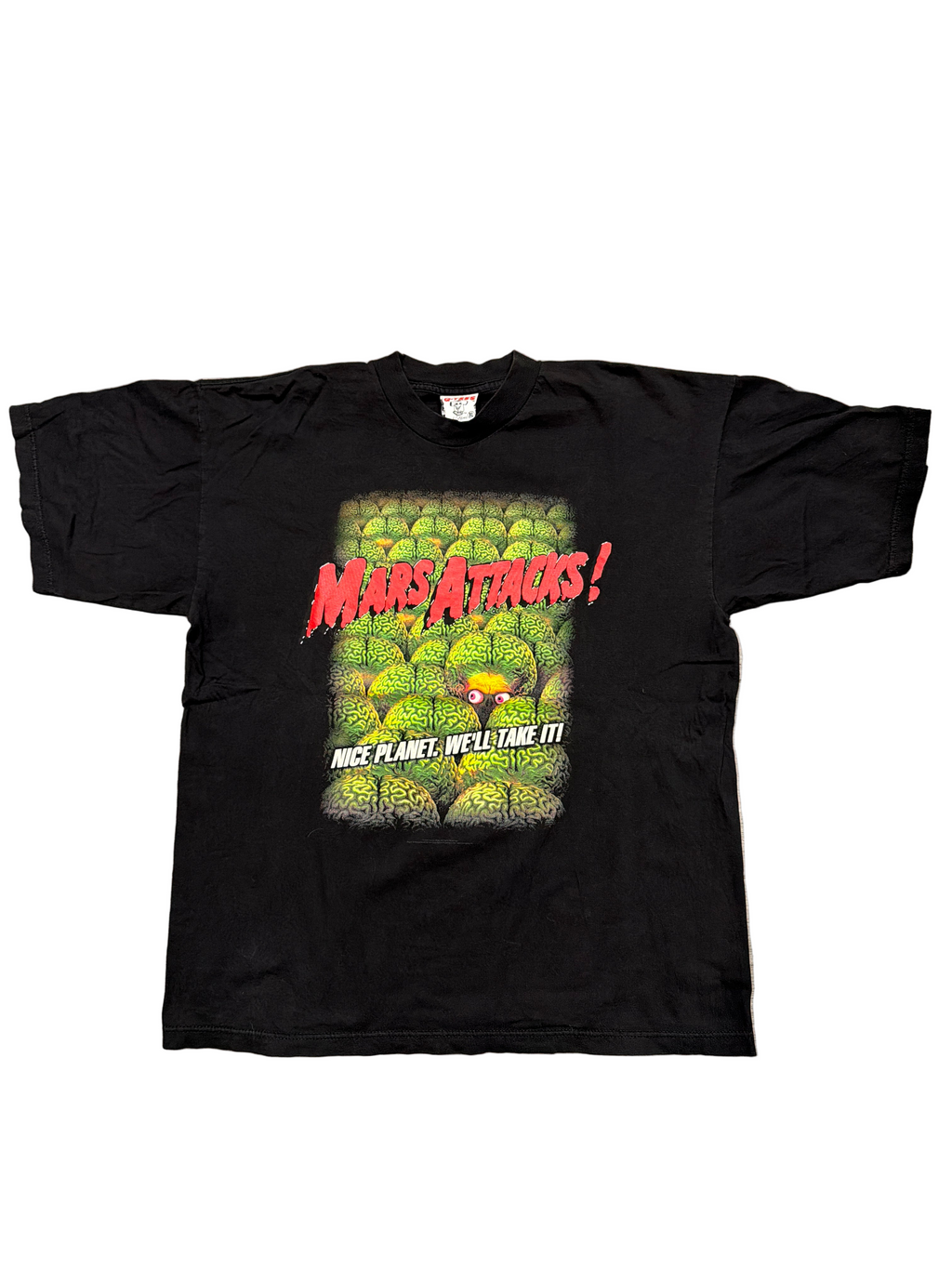 90s Mars Attacks Movie Promo Black T-Shirt XL Q-Tees Single Stitch XL