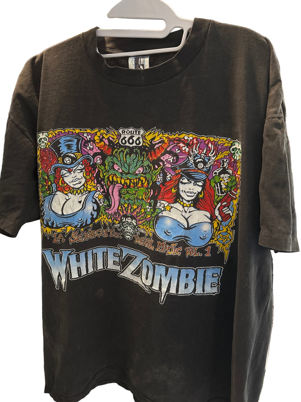 1993 White Zombie La Sexorcisto Faded Black Gem XL