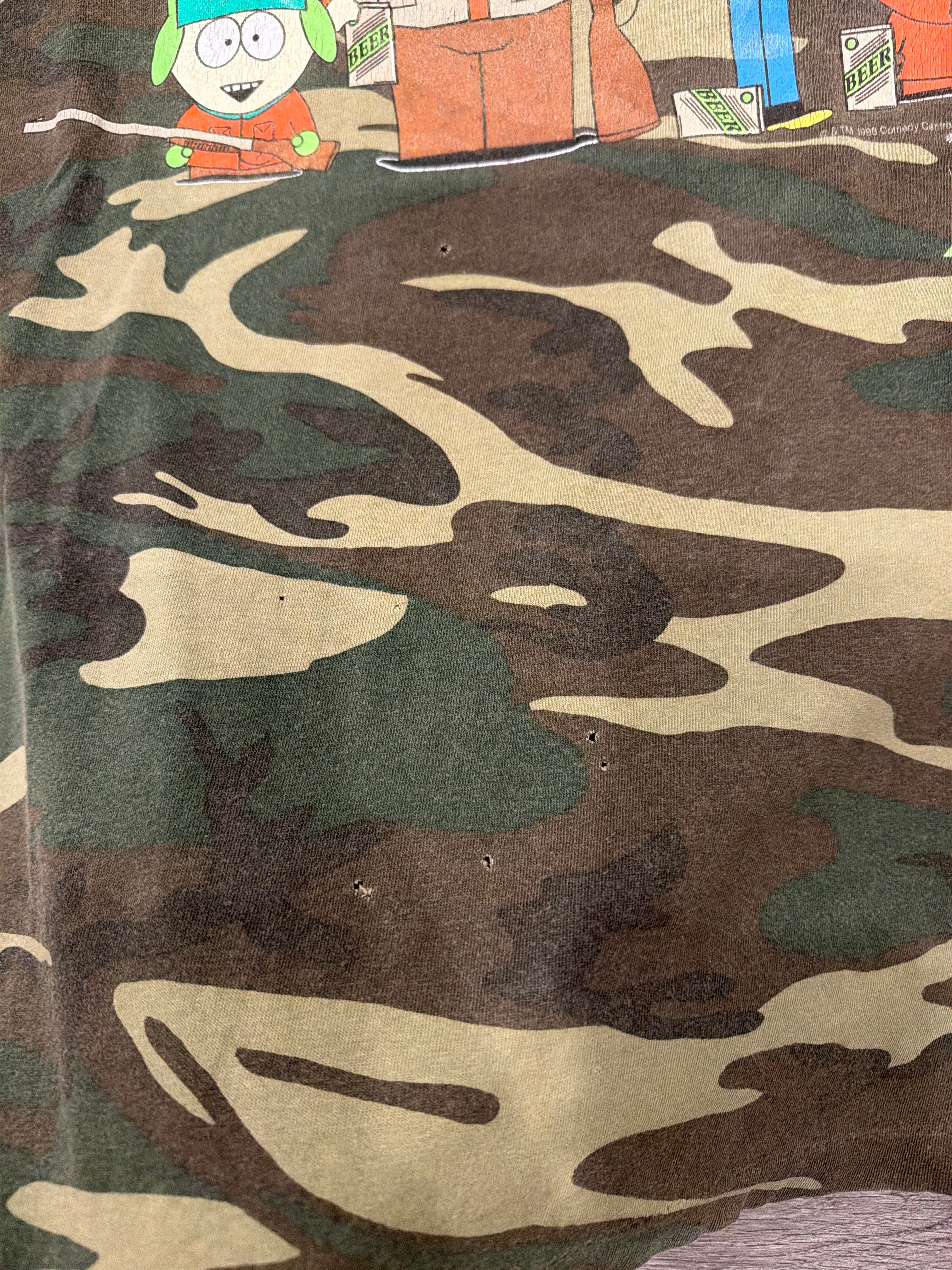 1998 South Park Camouflage Hunters XL Comedy Central T-Shirt Camo