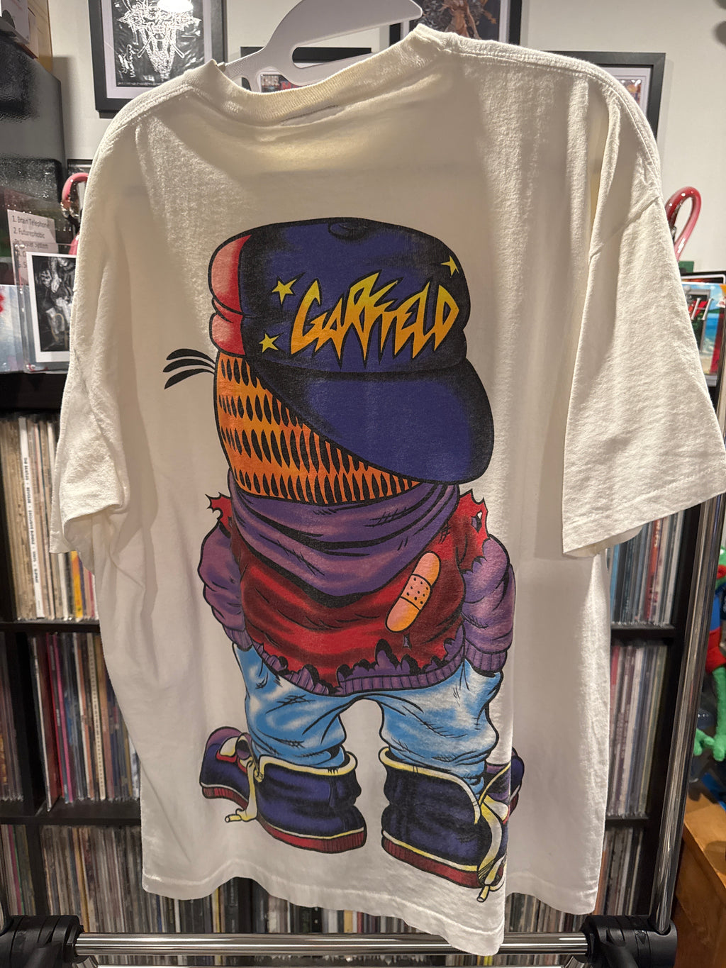 90s Garfield Dripped Out Single Stitch XL White