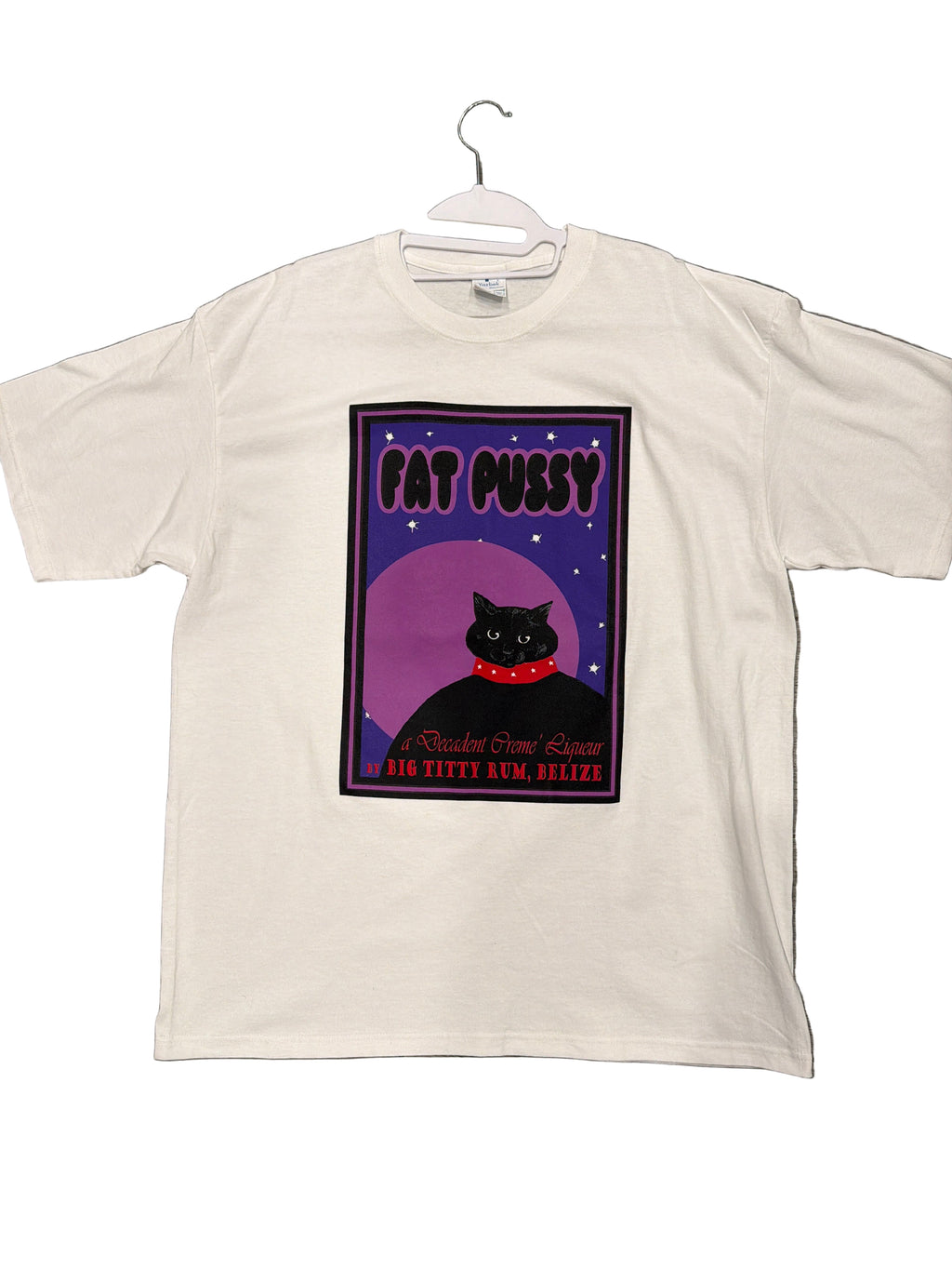 90s Fat Cat Creme Liqueur Belize Rum Comedy Vulgar Promo White T-Shirt XL
