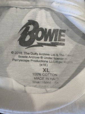 David Bowie T-Shirt White, Size XL, Alladin Sane