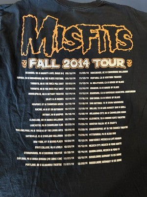 Misfits Fall 2014 Tour Shirt Large Black Orange Dates