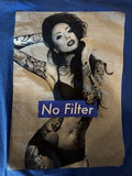 No Filter Box Logo Babe Shirt Tattoos Blue Large