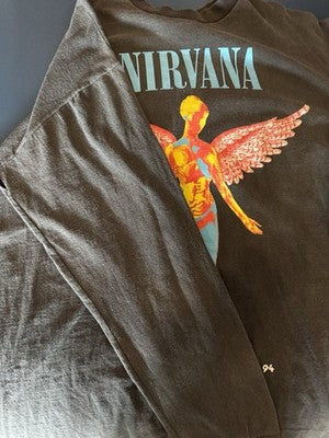 Nirvana in Utero Euro Tour T-Shirt Vintage Reprint, Size  XL Single Stitch Faded