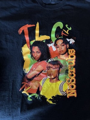 TLC Black T-Shirt No Scrubs T-Boz Left Eye Chilli Music 90's Hip-Hop 2xl XXL