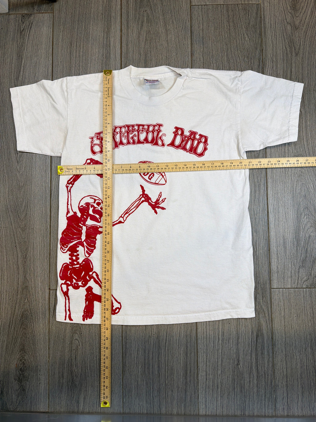 90s Grateful Dead Football Bayside White/Red T-Shirt Large