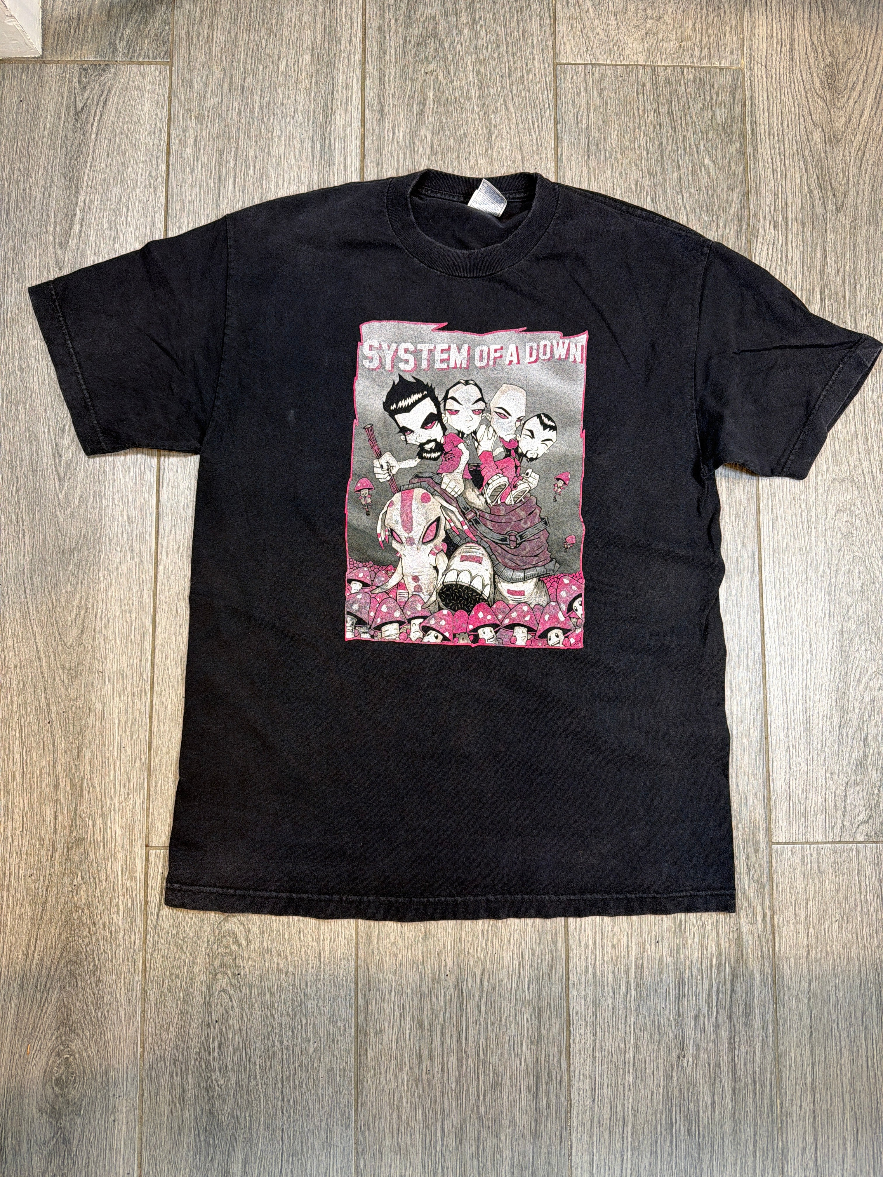 2002 System of a Down Tour Mushroom Elephant Black T-Shirt Large