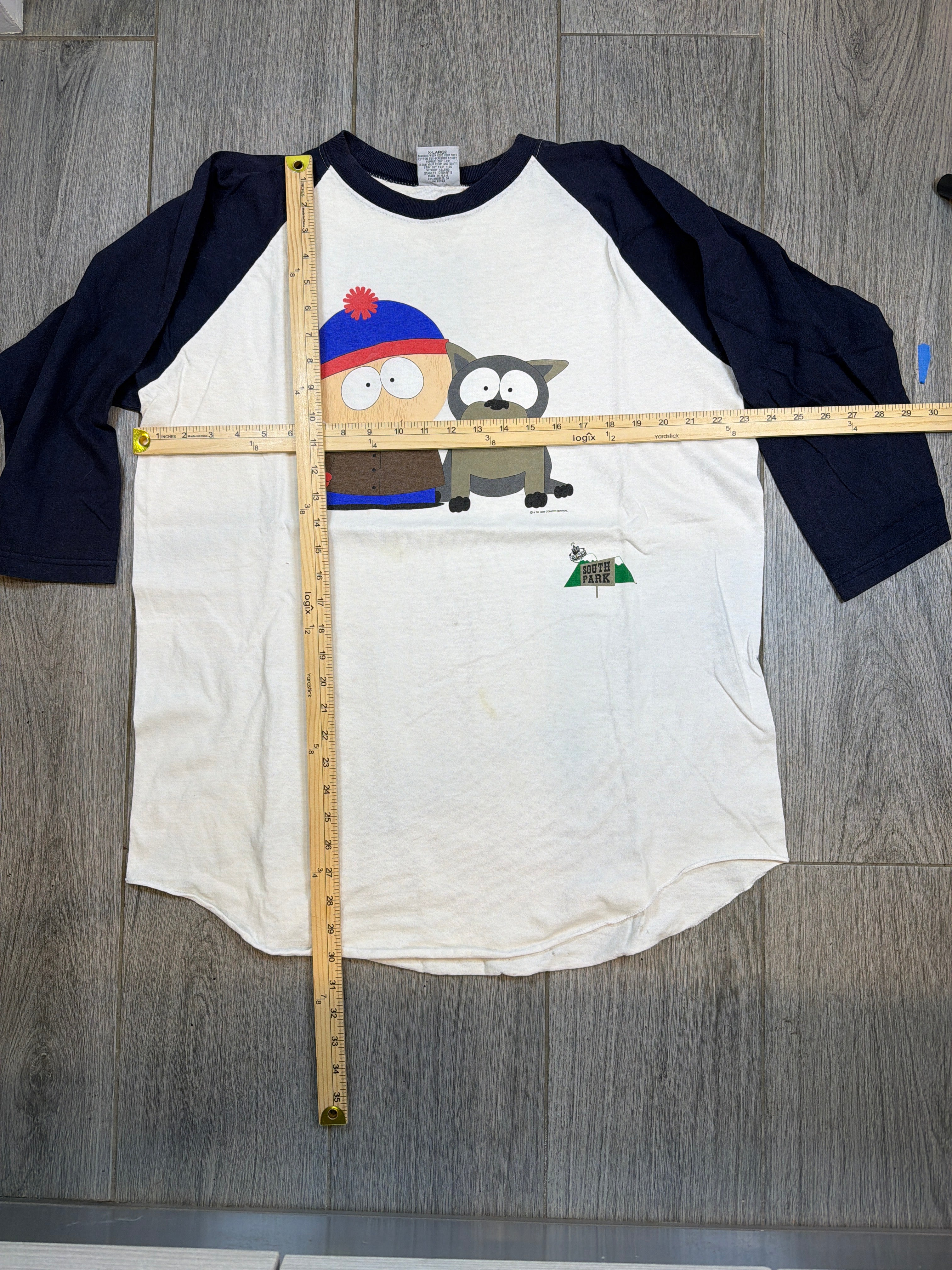 90s South Park 'Stan' Stanley DeSantis Tag Raglan T-Shirt XL