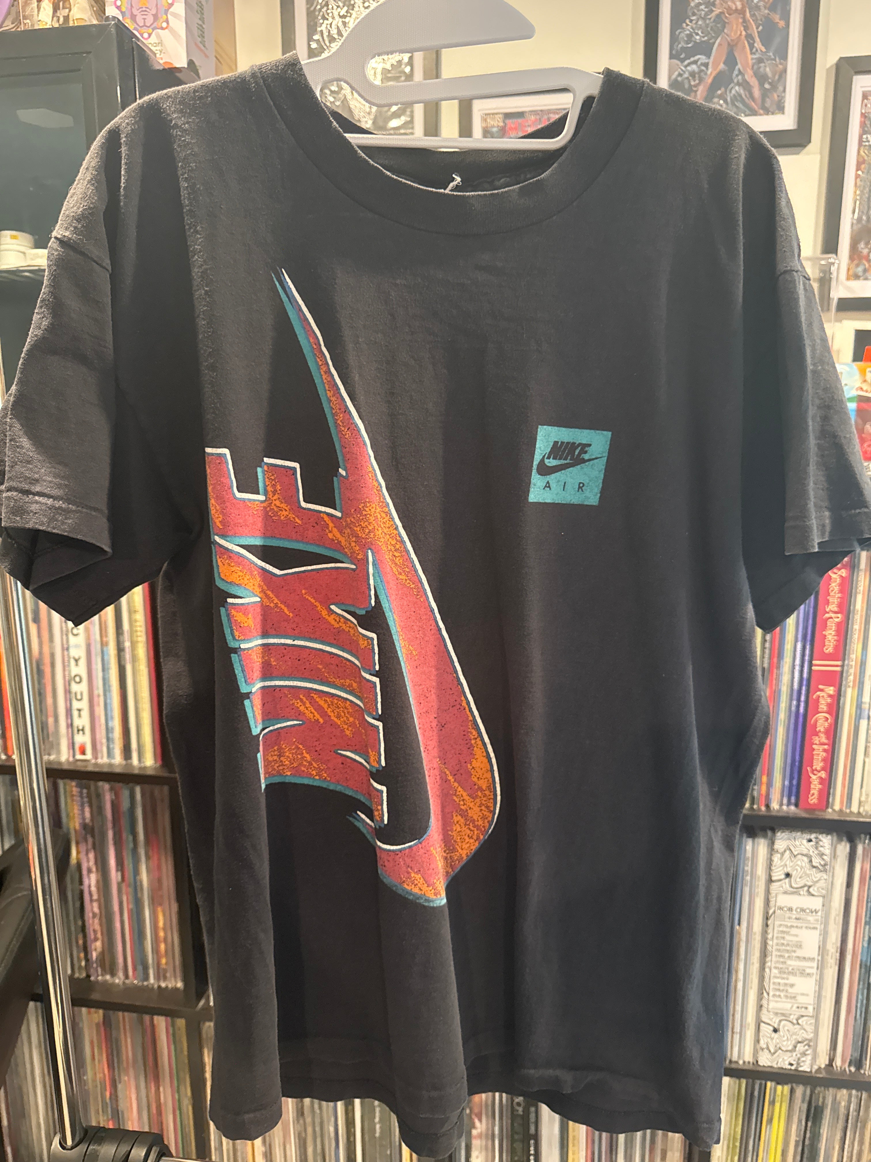 90s Nike Air Retro Vintage Single Stitched T Shirt Black Made In USA L