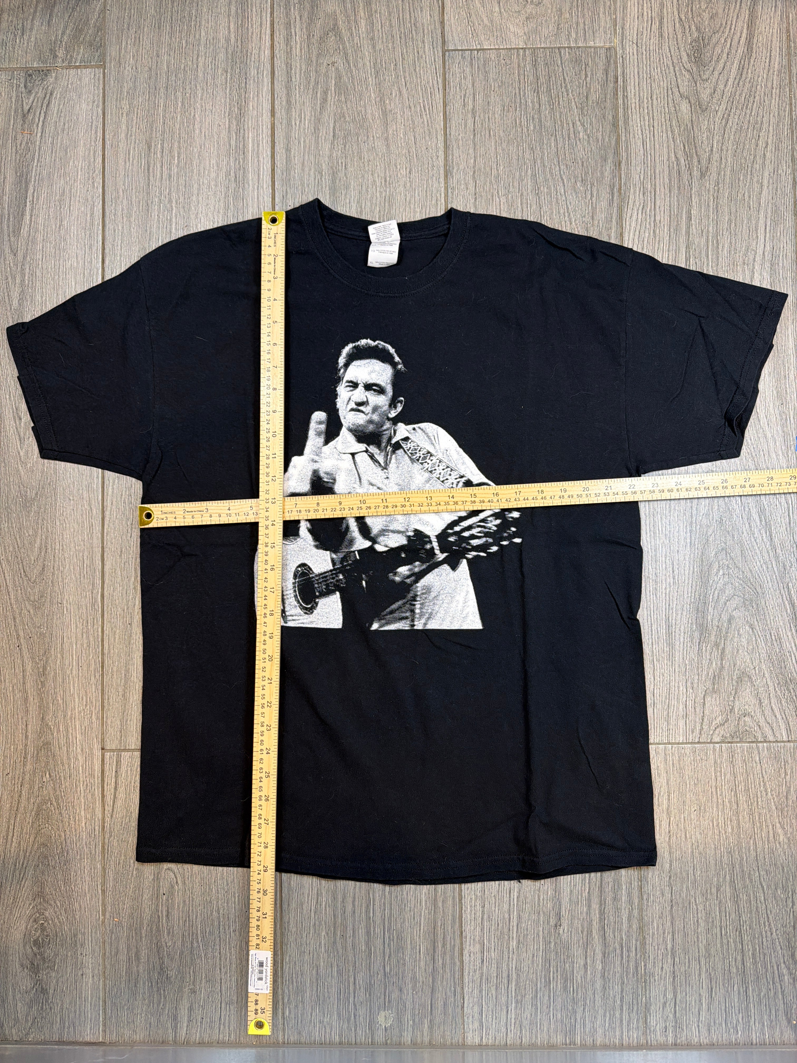 Y2K Johnny Cash - Middle Finger Black T-Shirt XL