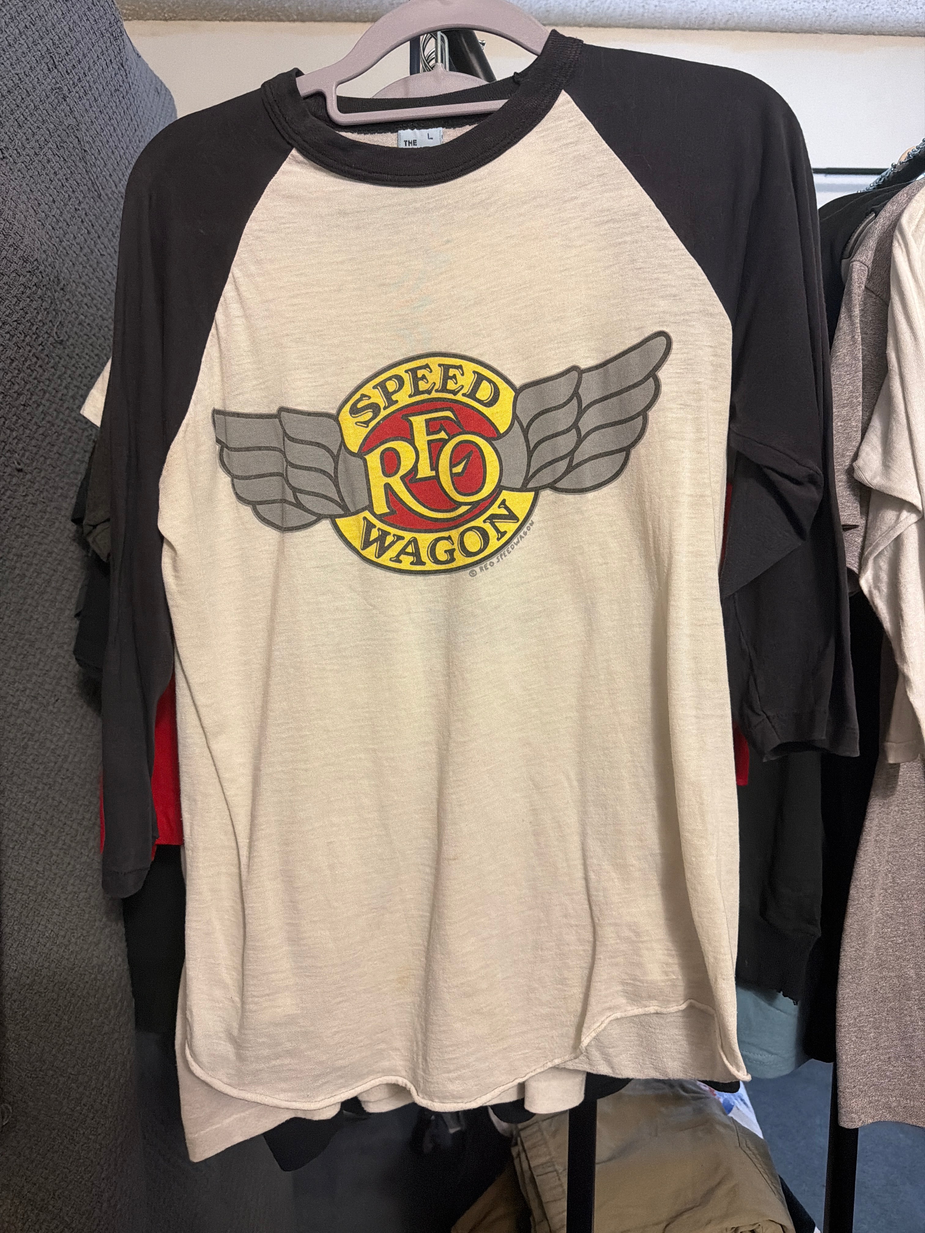 1981 REO Speedwagon Tour Raglan 3/4 Knits Tagged L Black/White Shirt