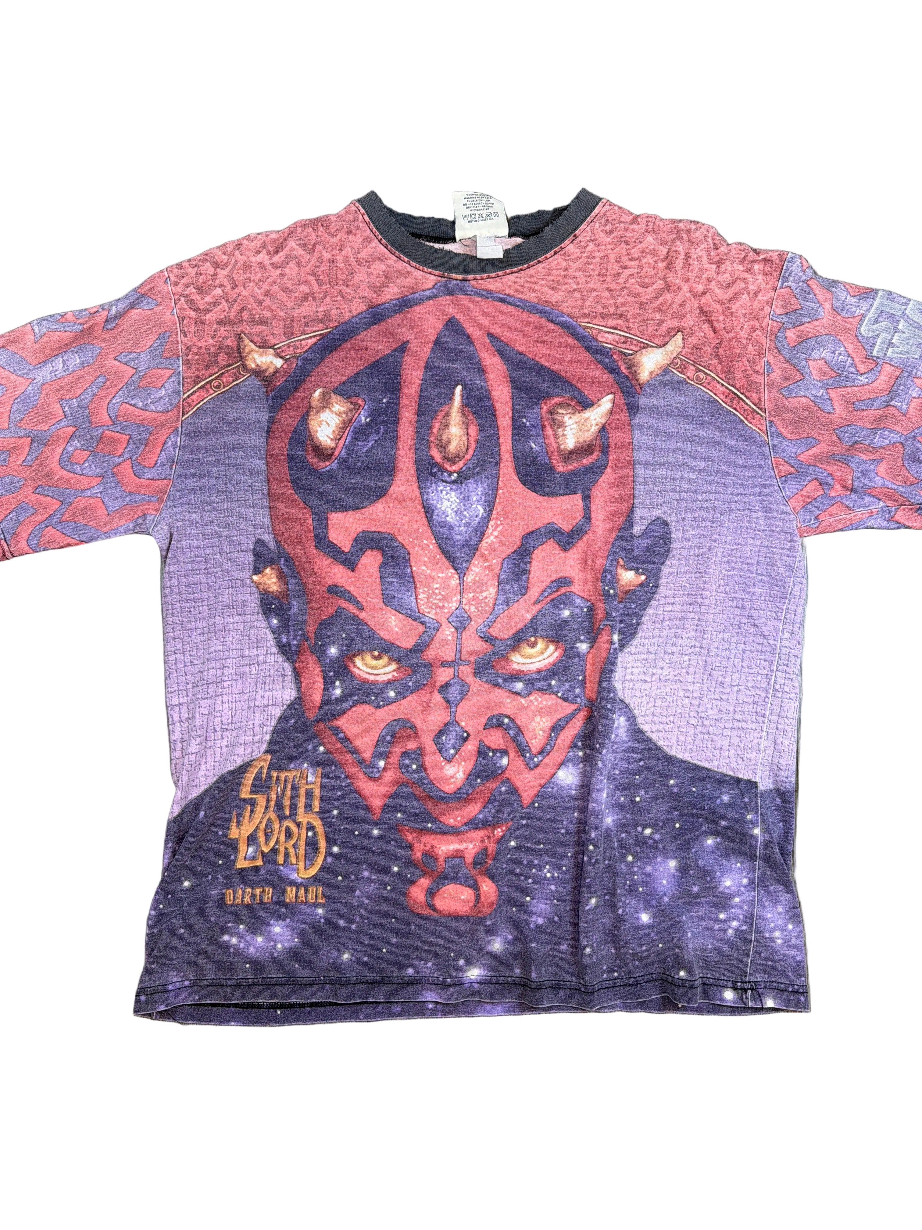 00er Jahre Star Wars Darth Maul Lee AOP Thrashed T-Shirt XL