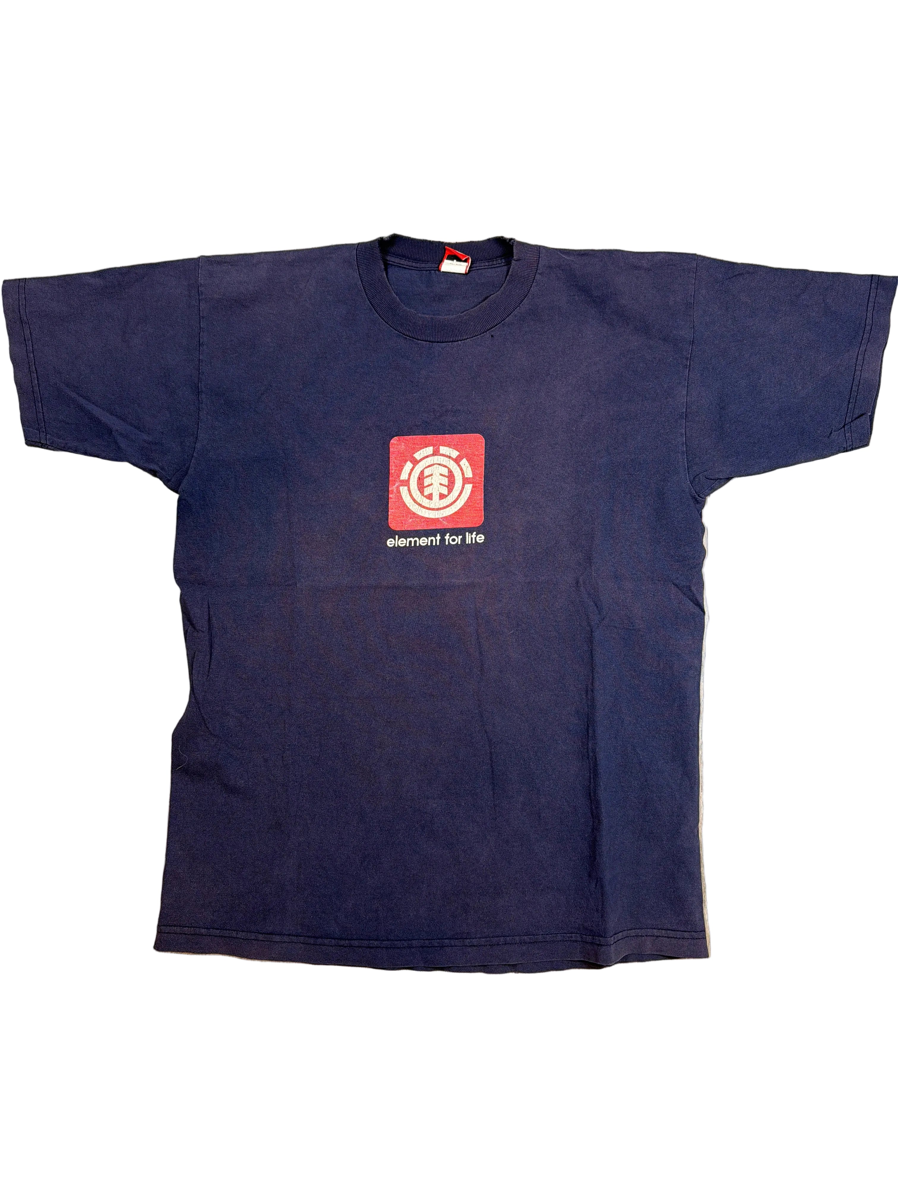 00s Classic Element Faded Logo Skateboarding Blue T-Shirt Large