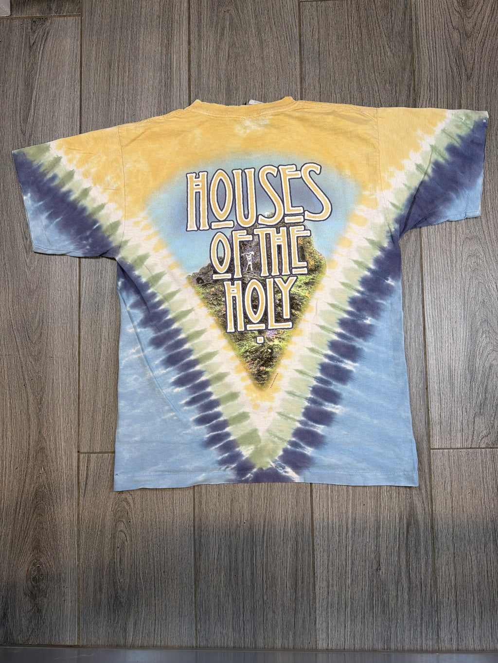 2003 Led Zeppelin Houses of the Holy Liquid Blue Tie Dye T-Shirt Medium
