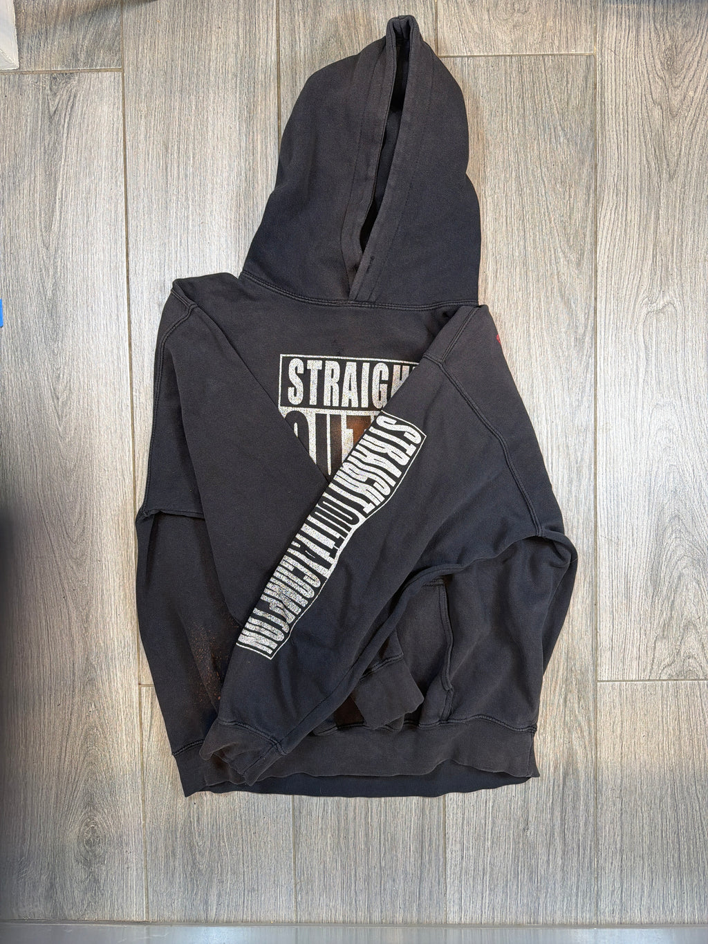 N.W.A. Straight Outta Compton Distressed Double Sided Black Hoodie L/XL