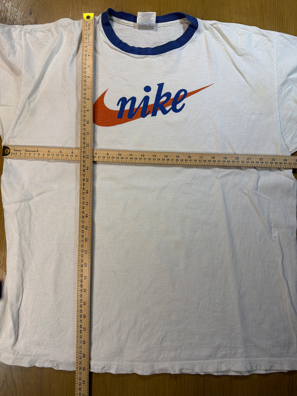 Vintage Nike Shoes Athletics Ringer White/Blue T-Shirt XL