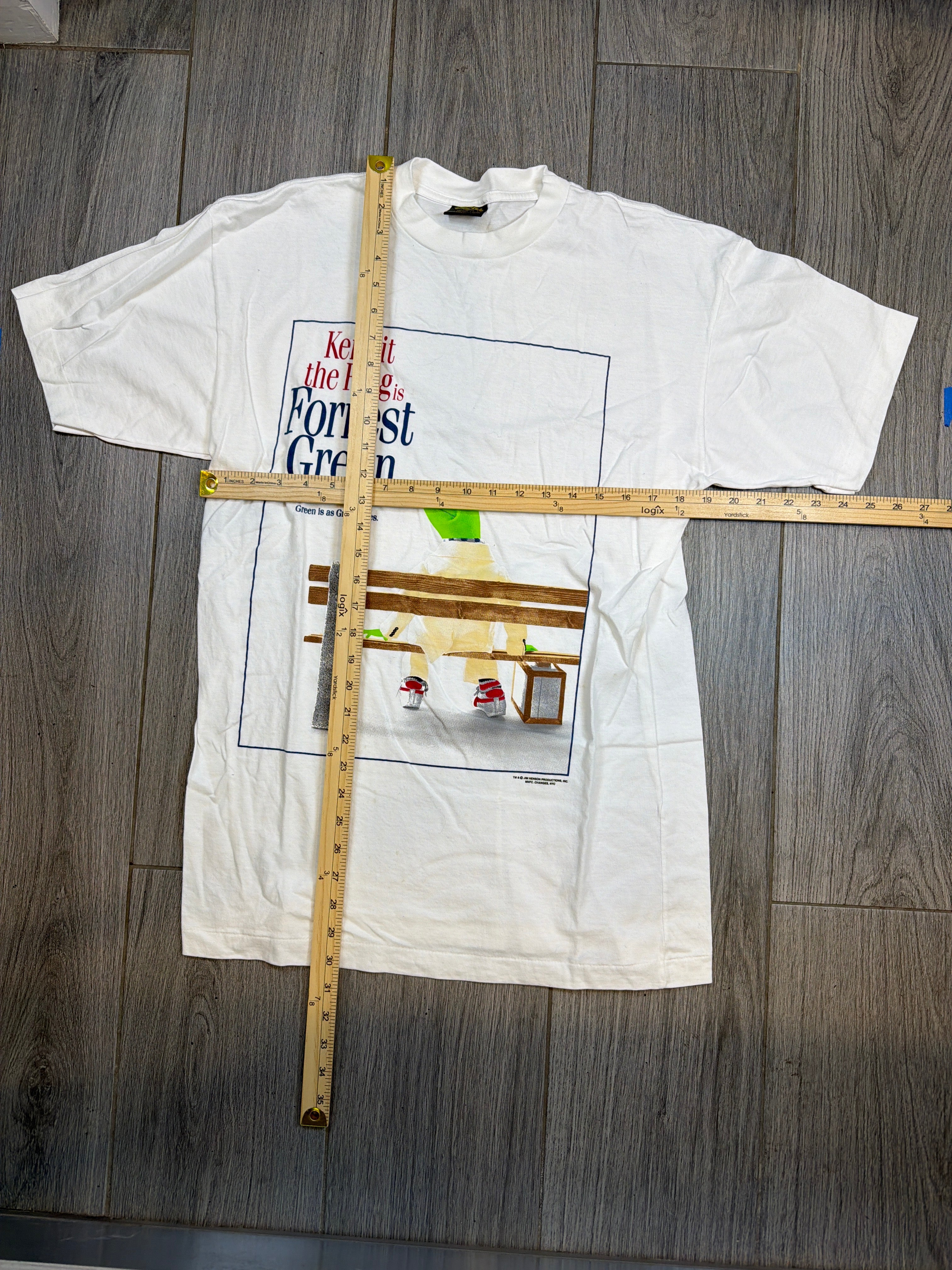 90er Kermit der Frosch Forrest Gump Parodie T-Shirt Änderungen Etikett Large