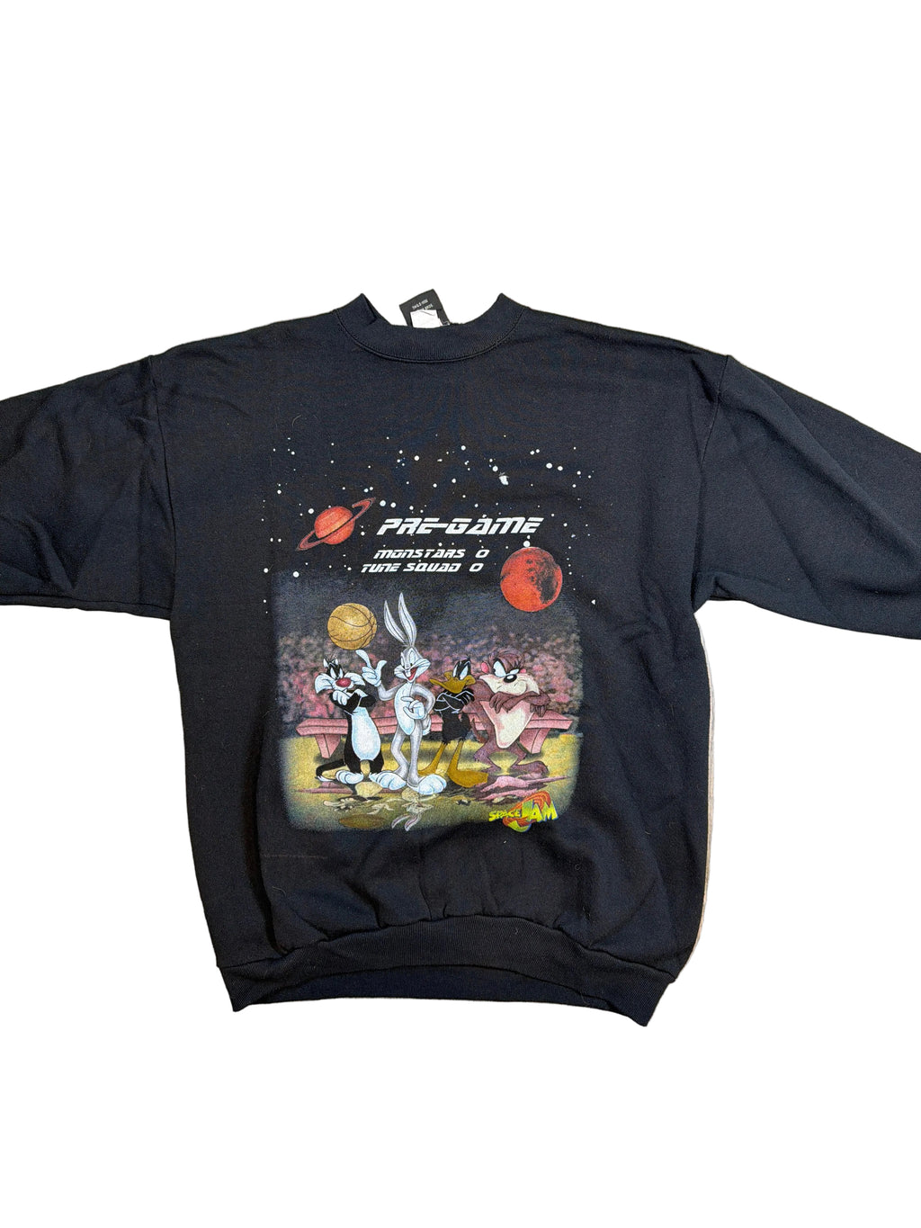 1996 Space Jam Pre Game/Half TIme Crew Neck Black Sweatshirt Large
