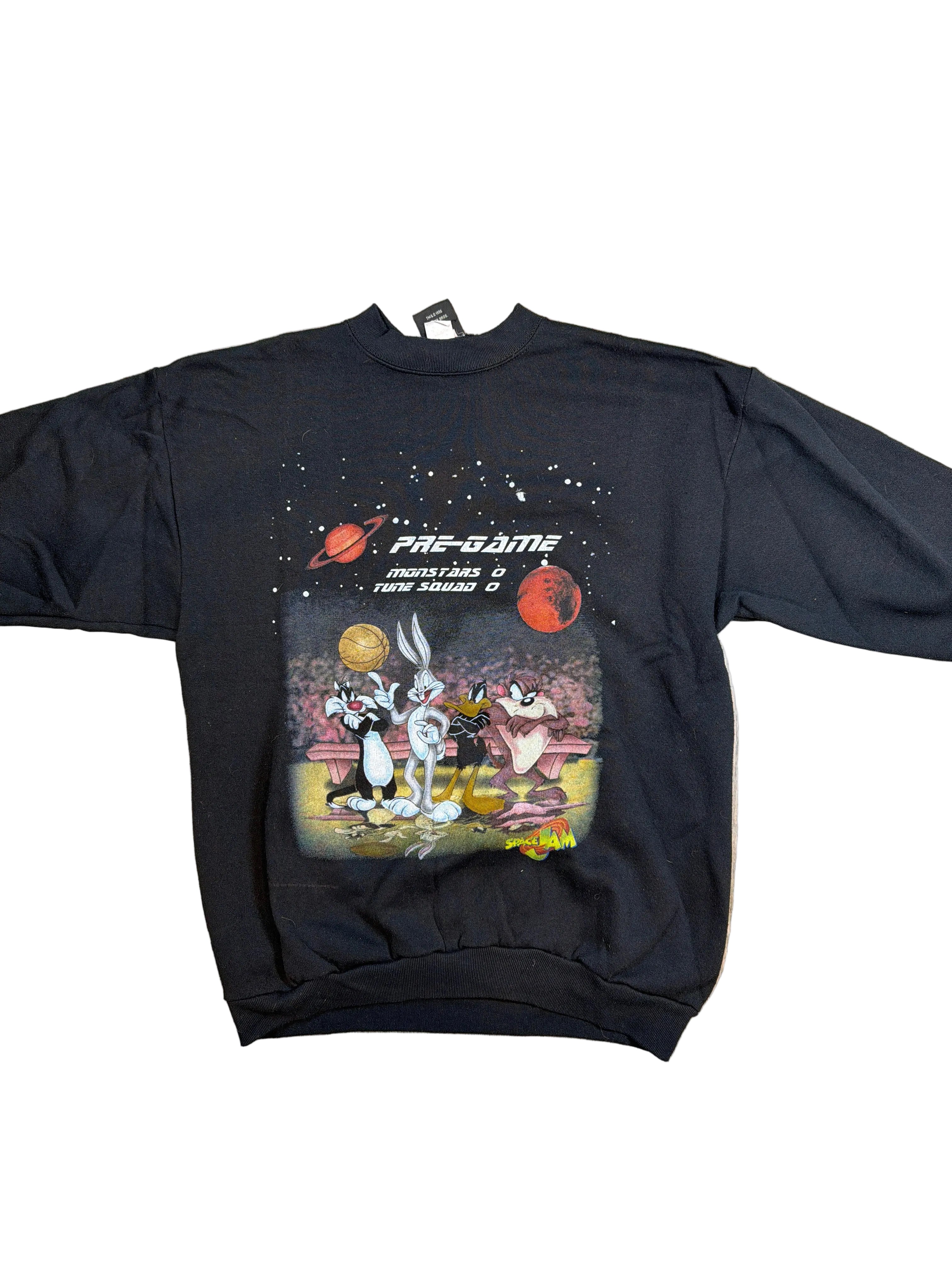 1996 Space Jam Pre Game/Half TIme Crew Neck Black Sweatshirt Large
