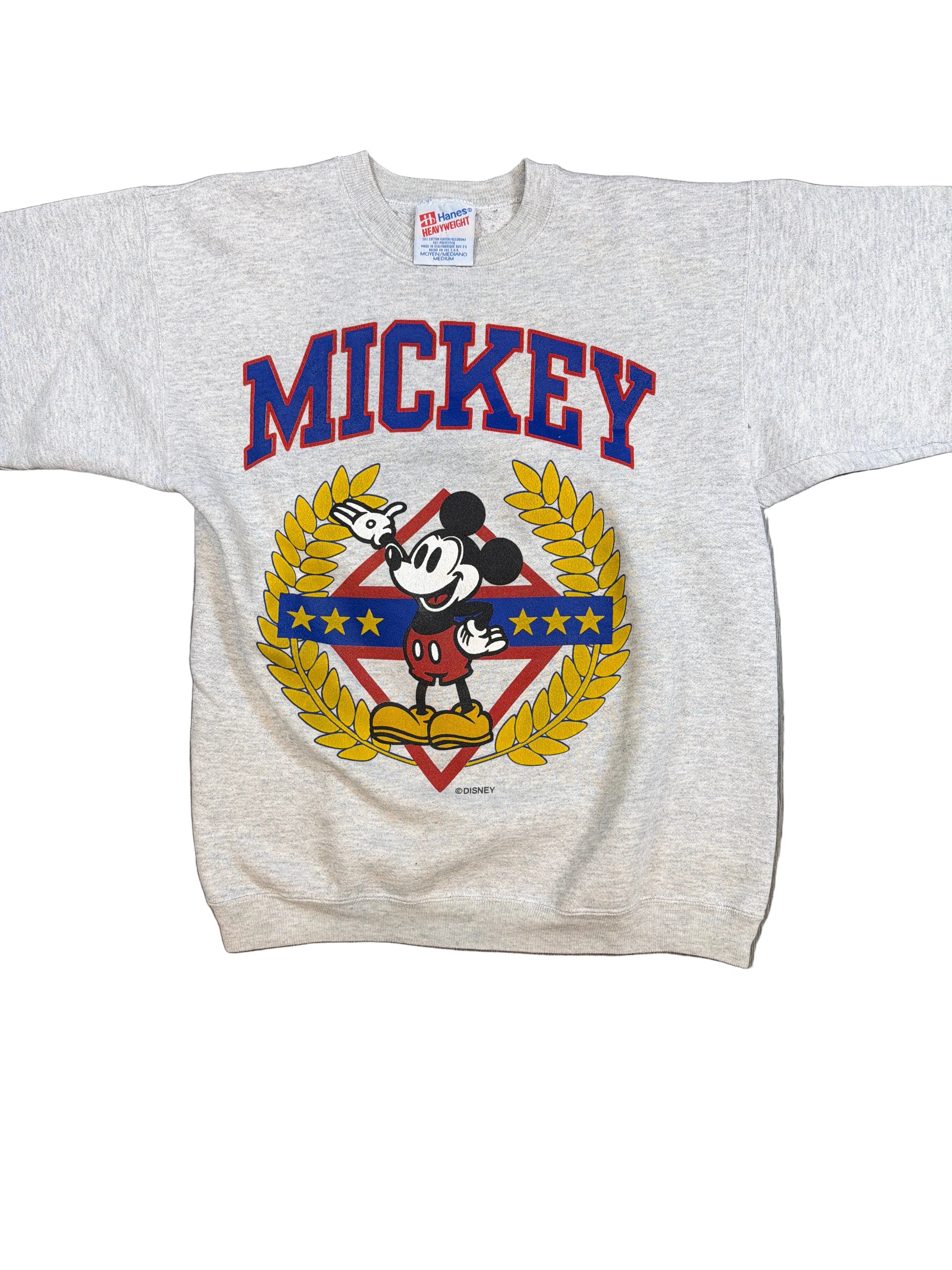 Disney Mickey Mouse 90er Rundhals-Sweatshirt, meliert, Größe M