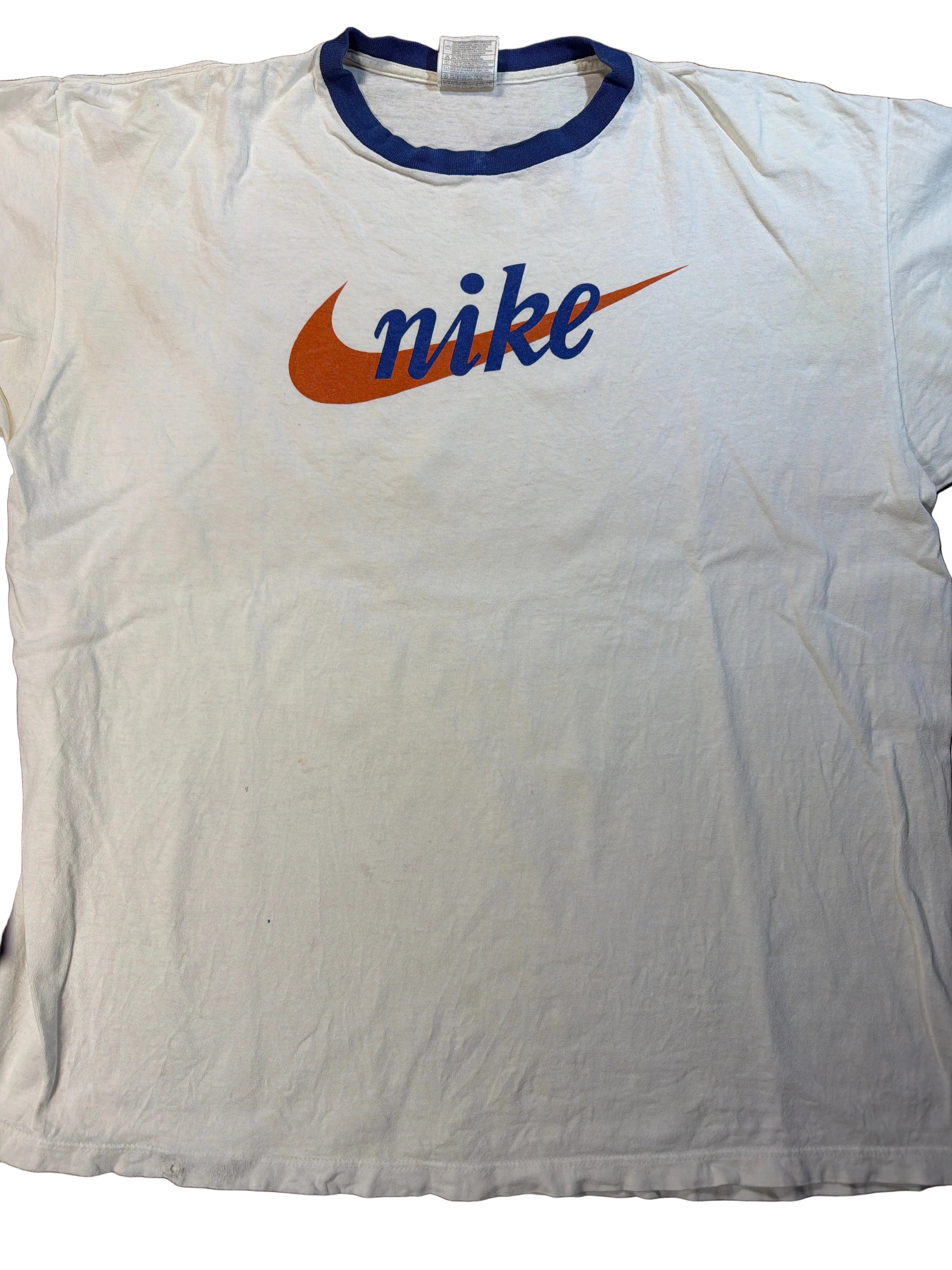 Vintage Nike Shoes Athletics Ringer White/Blue T-Shirt XL