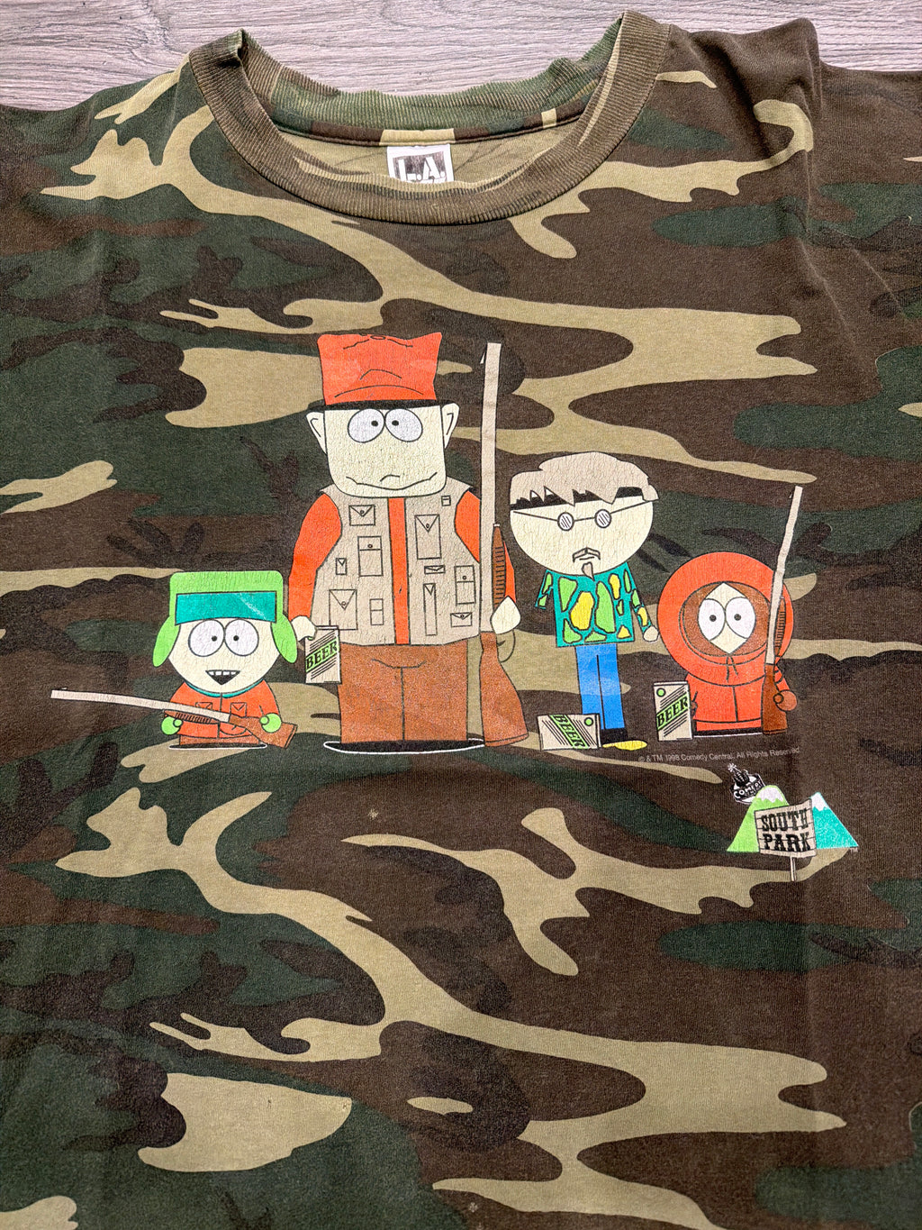 1998 South Park Camouflage Hunters XL Comedy Central T-Shirt Camo