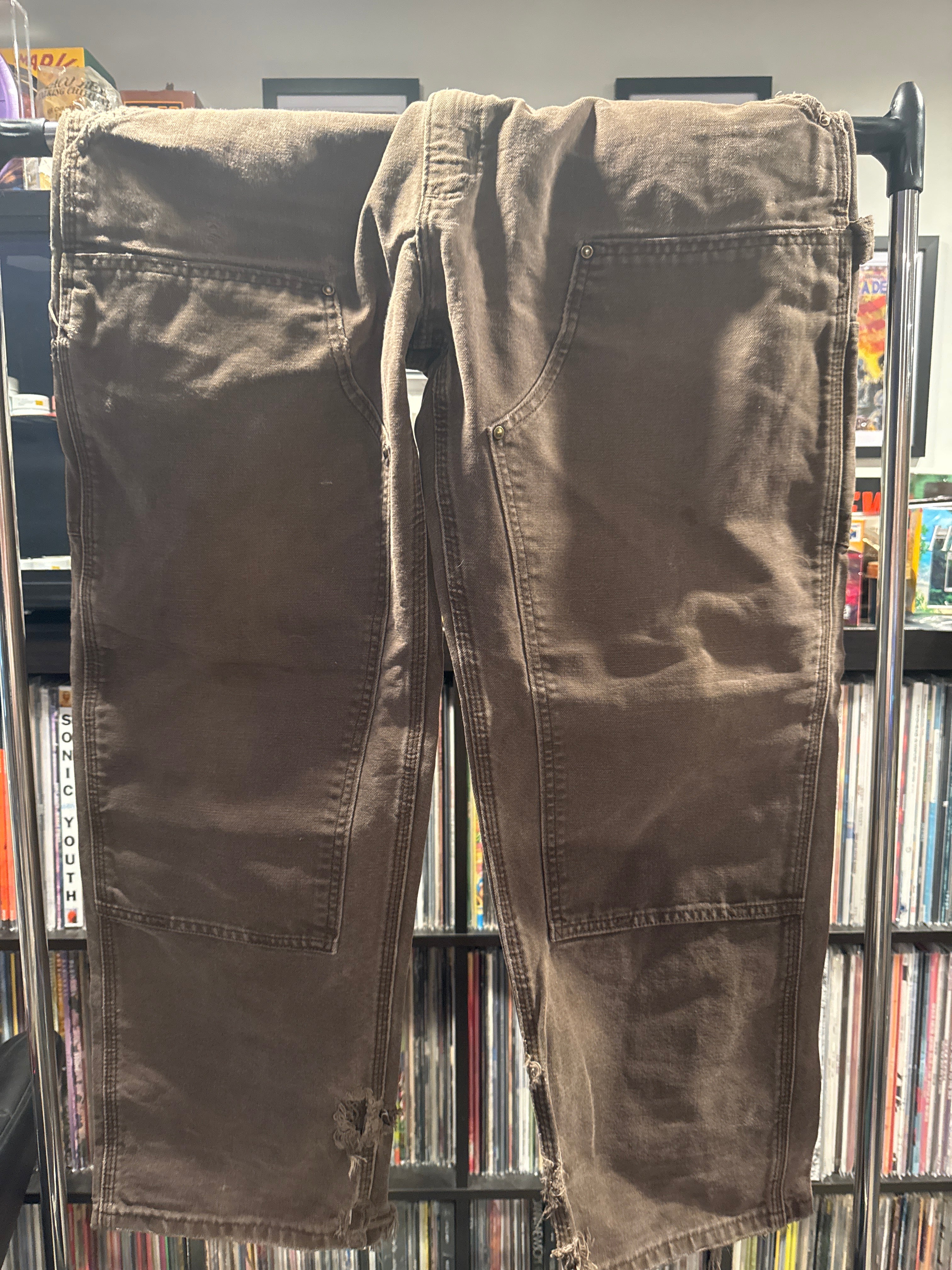 Vintage Carhartt Double Knee Front Pants 36 x 30 Brown Worn Broken In Distressed