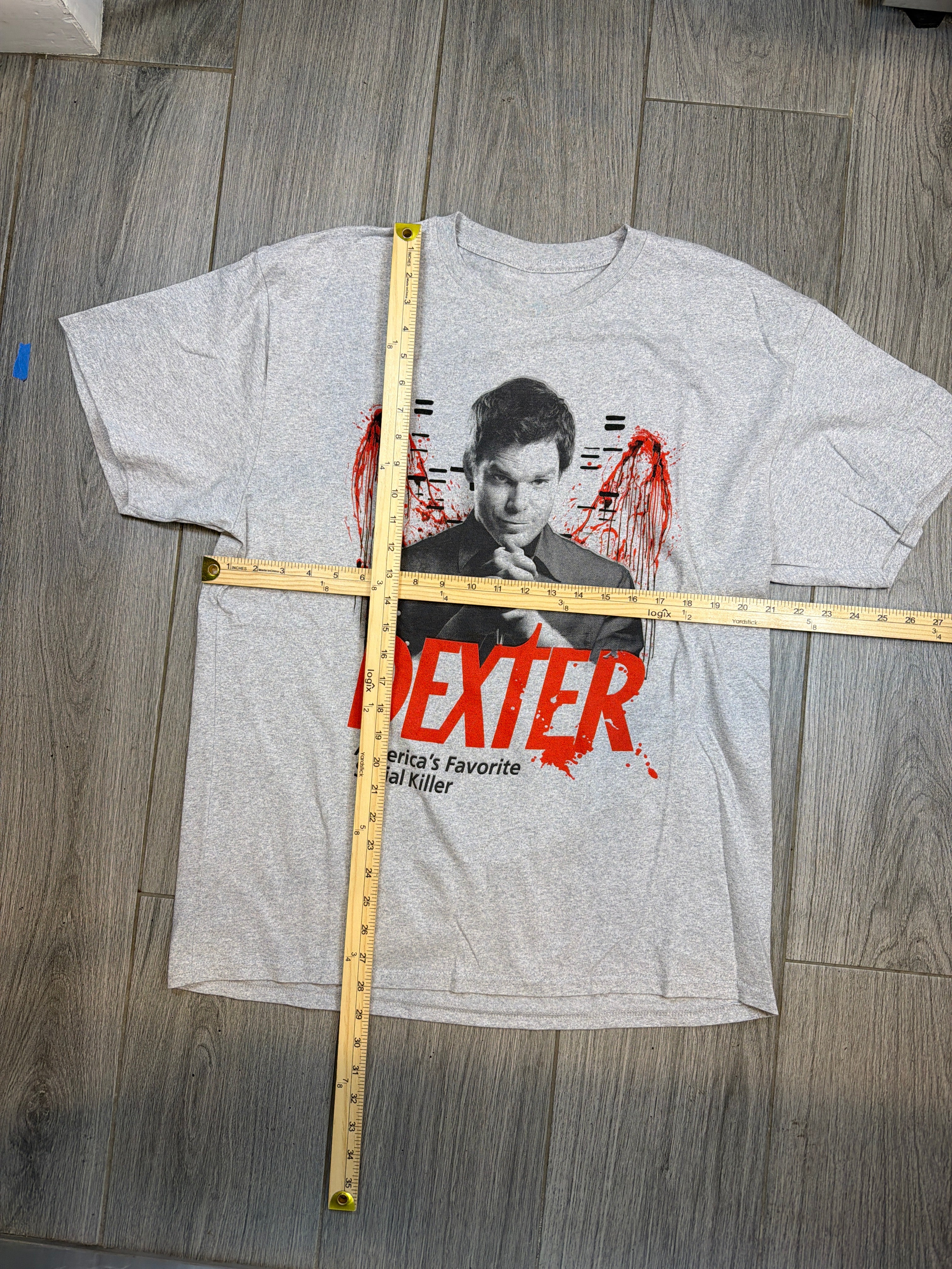 00s Dexter TV Series Showtime Crime Grey T-Shirt Large