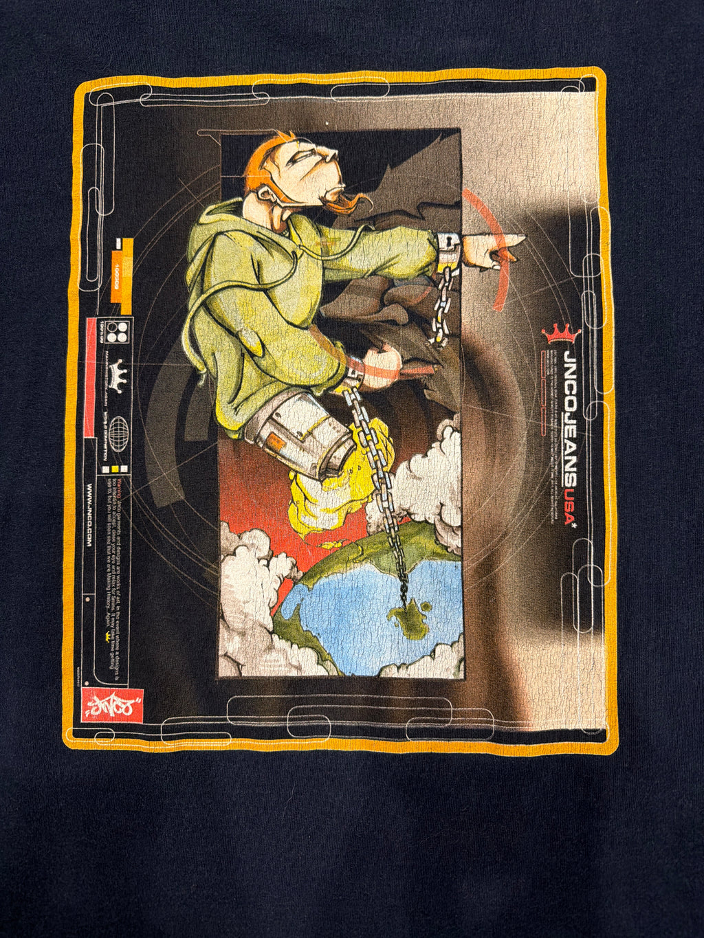 2000s Vintage JNCO Jeans Long Sleeve Blue Y2K USA T-Shirt XL