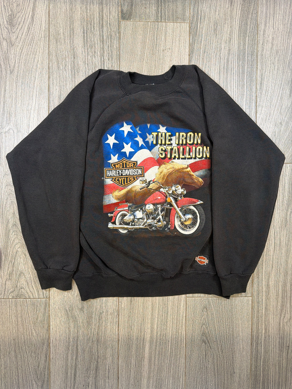 Harley Davidson 'Iron Stallion' 90s Black Crewneck Sweatshirt XL