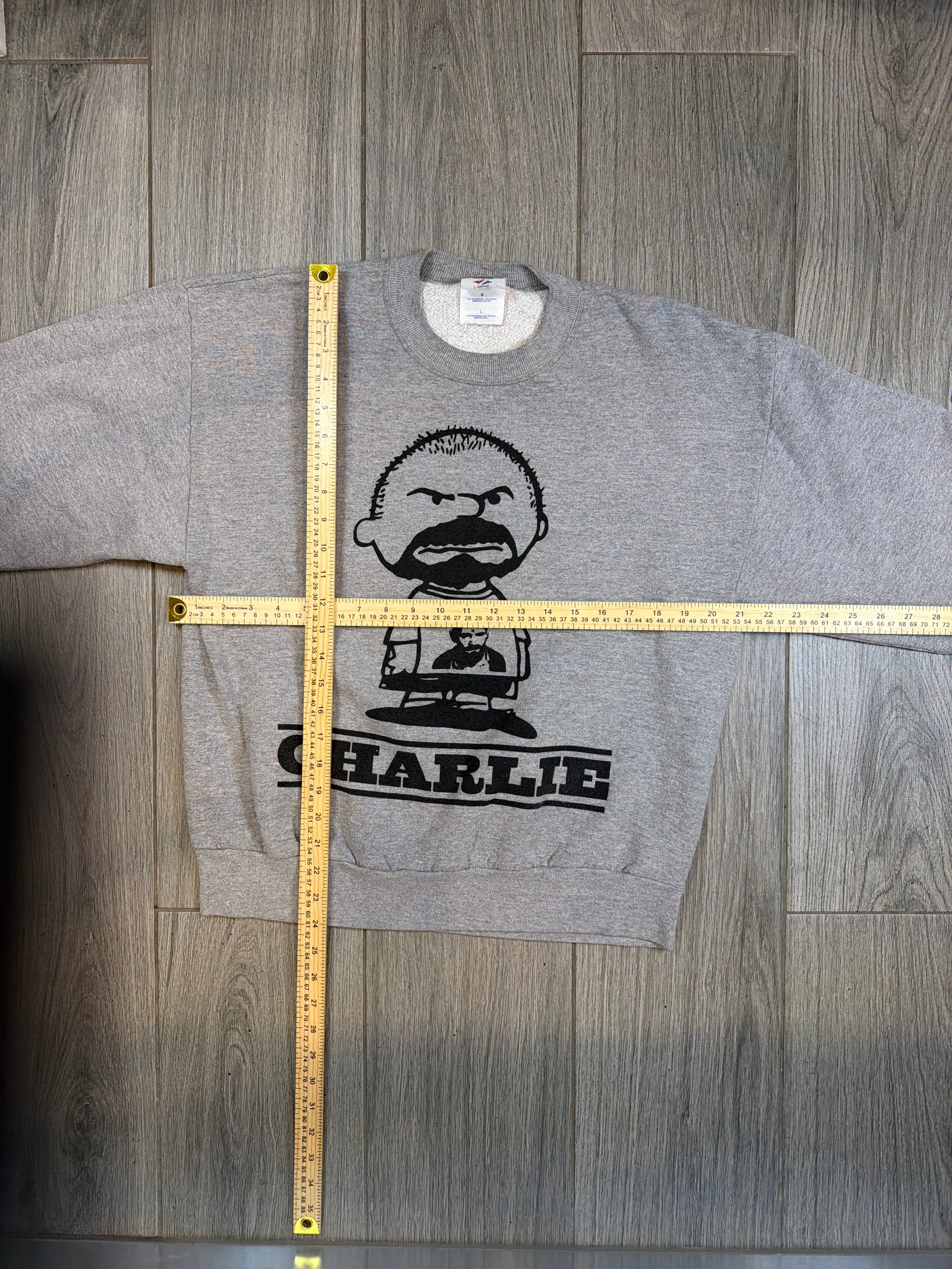 Charlie Brown Manson Heather Grey Hoodie Large