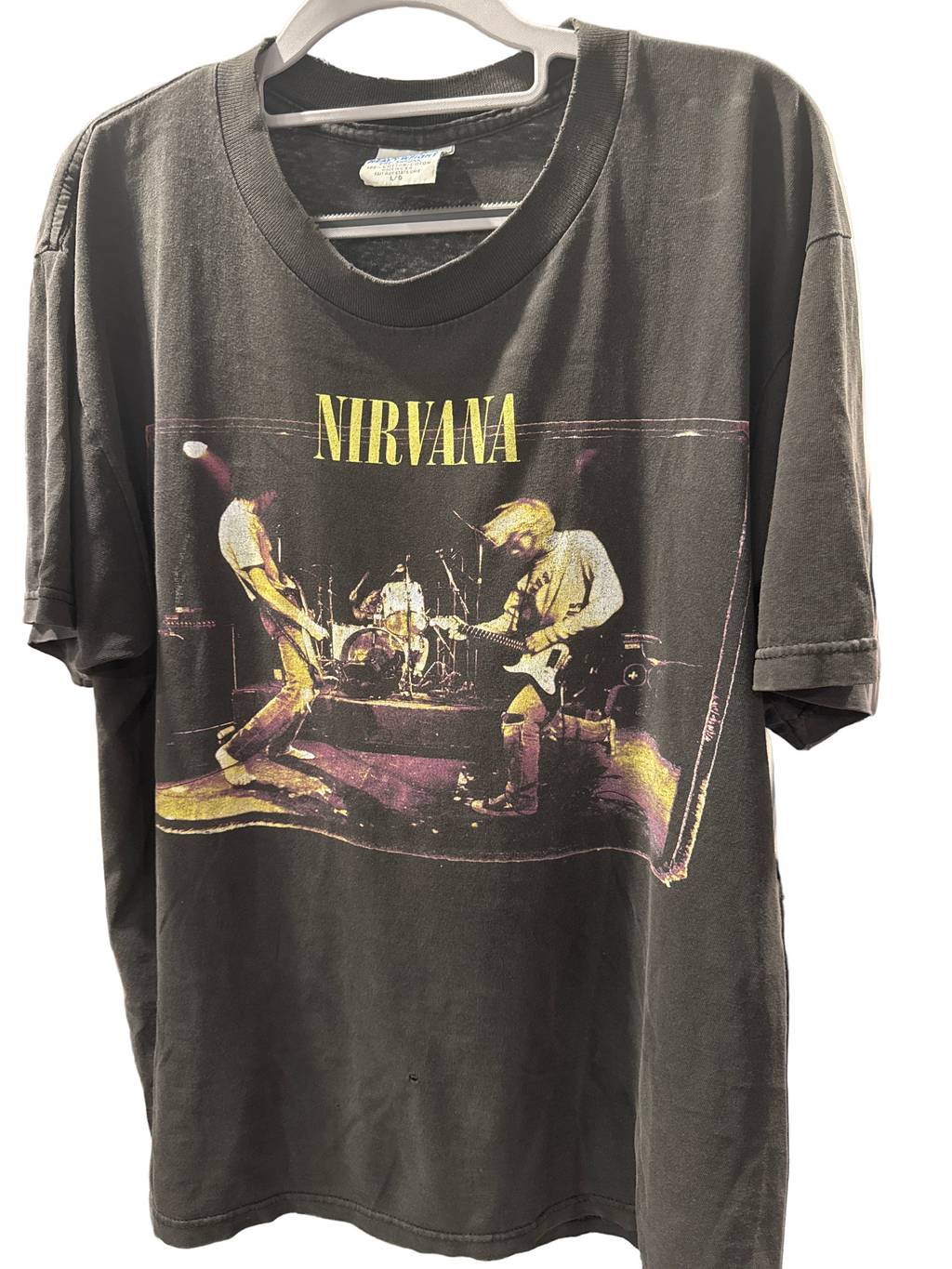 1996 Nirvana From The Muddy Banks Live Gildan Distressed Collar Black Large