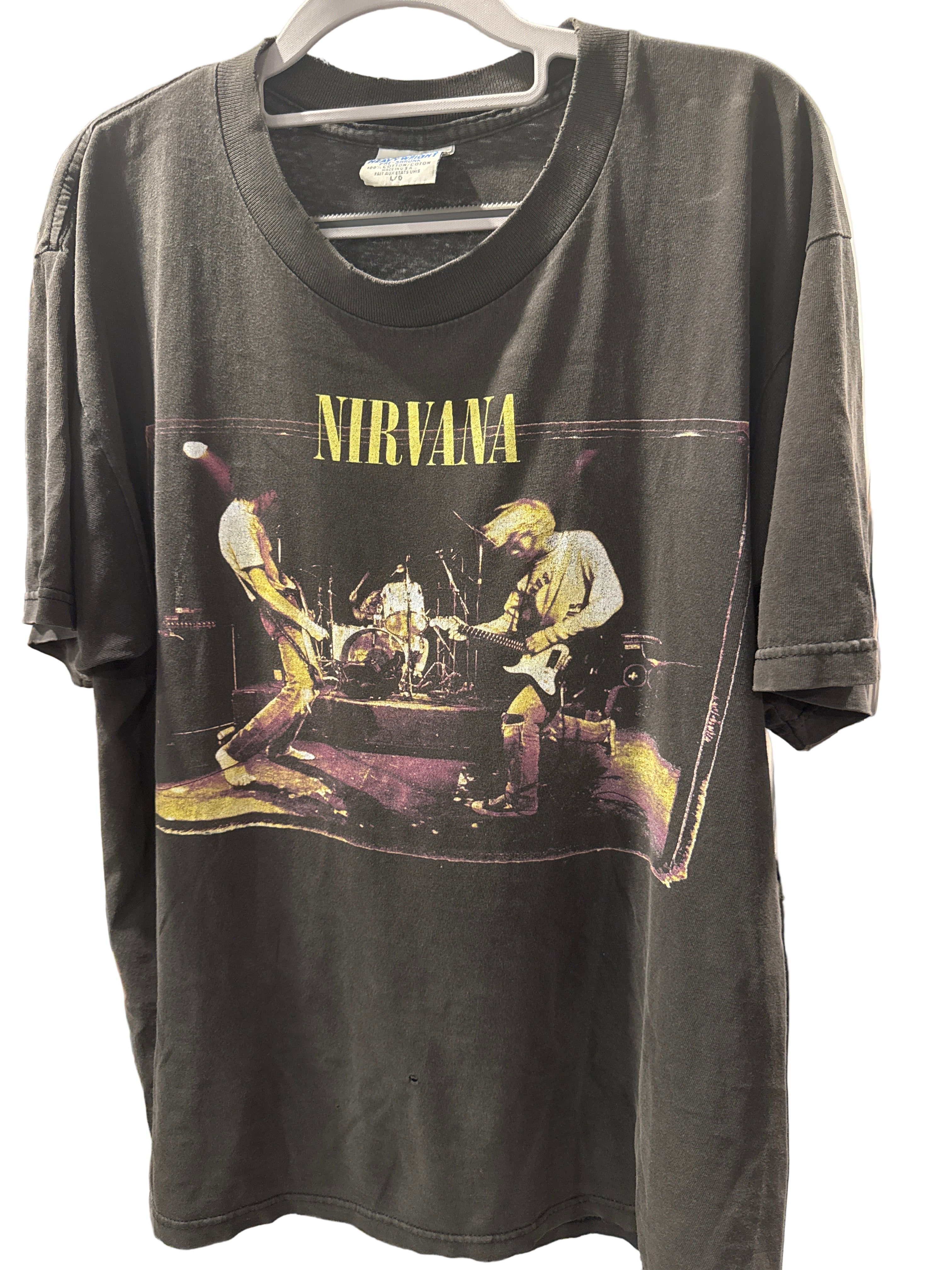 1996 Nirvana From The Muddy Banks Live Gildan Distressed Collar Black Large