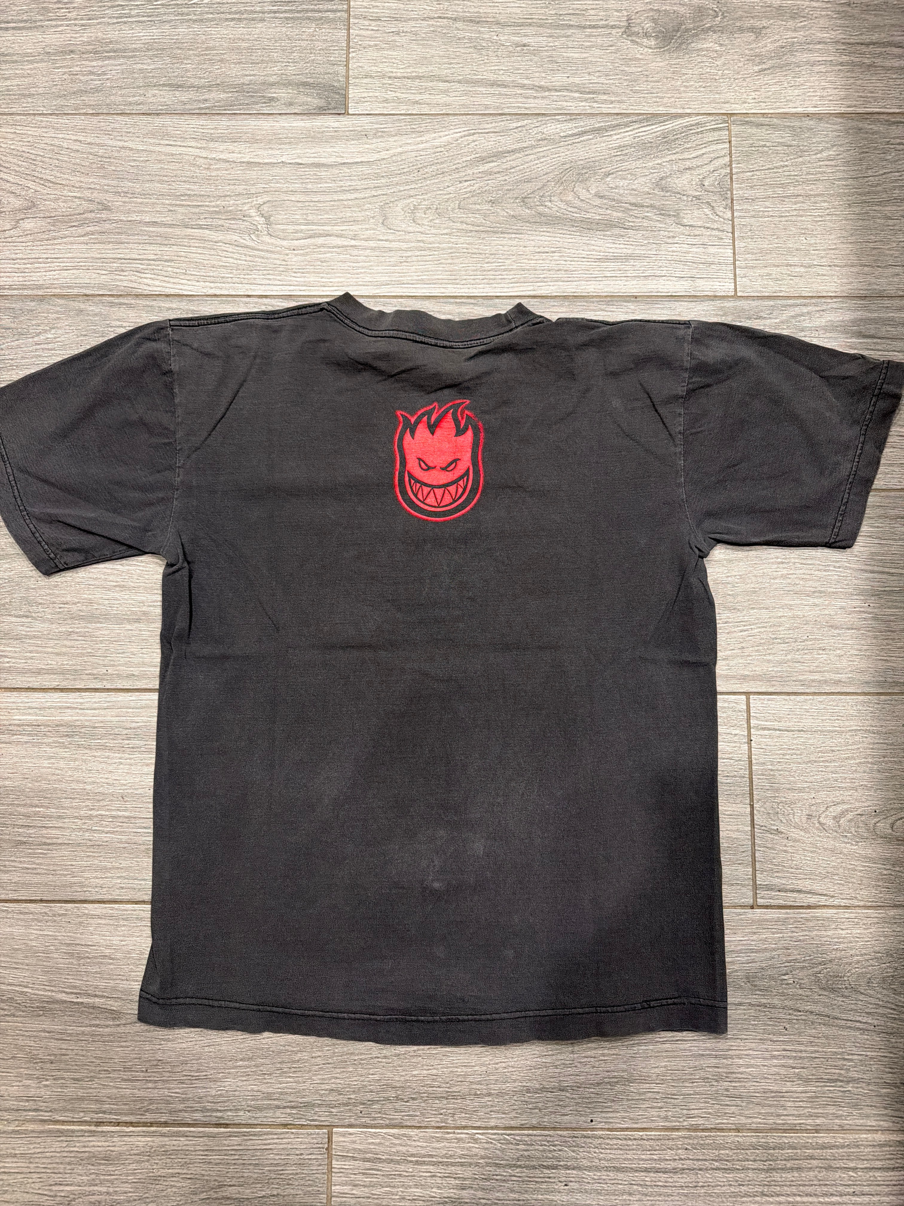 00s Spitfire Skateboard Skate Wheels T-Shirt Large Red Grey Black y2k