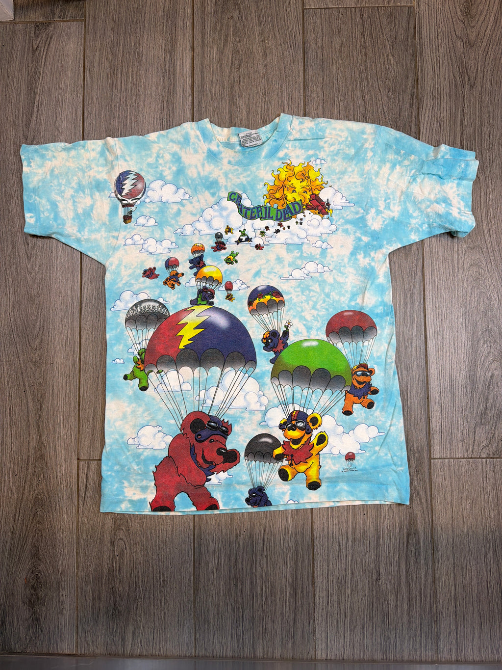 1993 Grateful Dead Parachute Tie Dye Liquid Blue T-Shirt Large