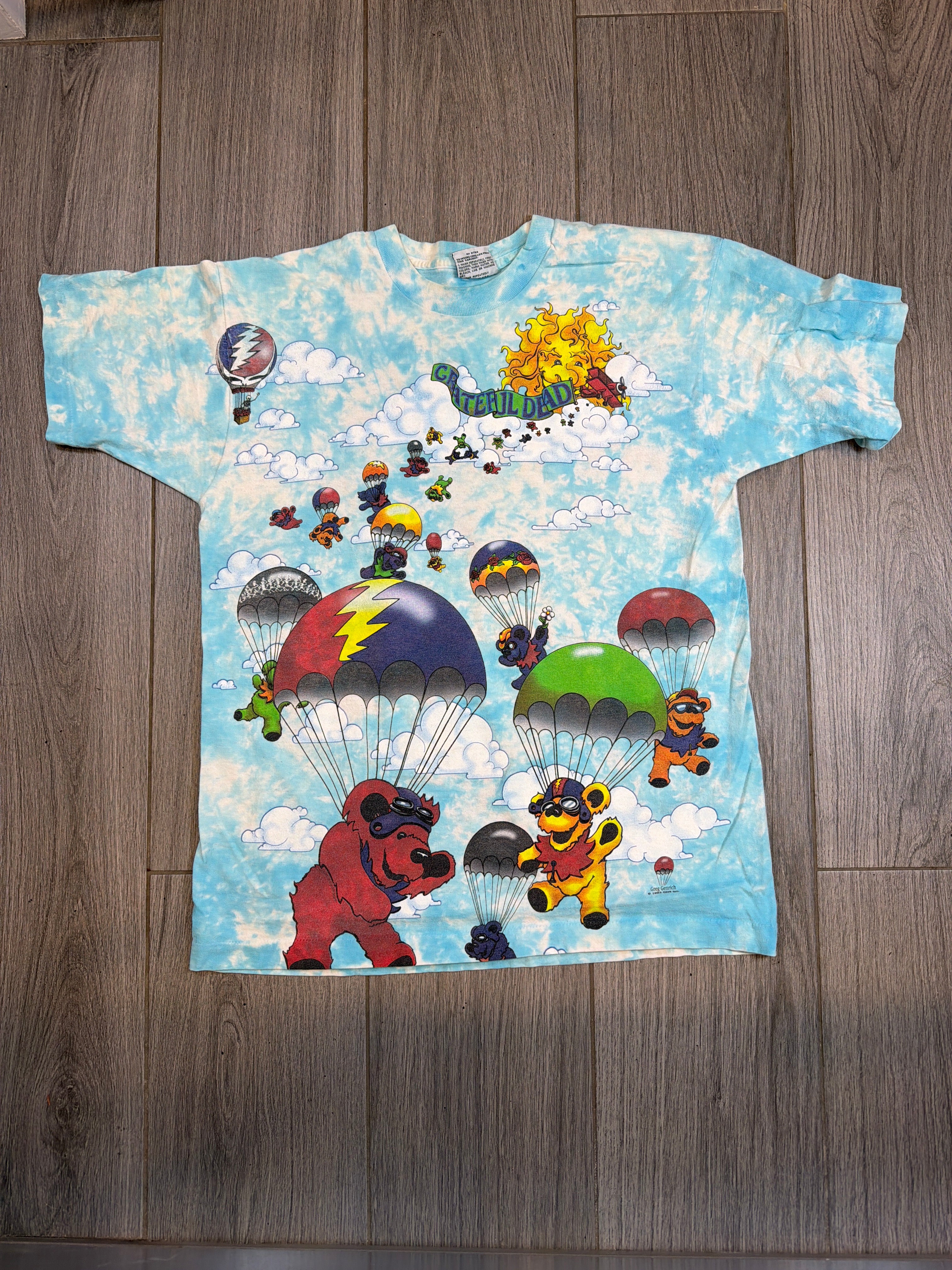 1993 Grateful Dead Parachute Tie Dye Liquid Blue T-Shirt Large