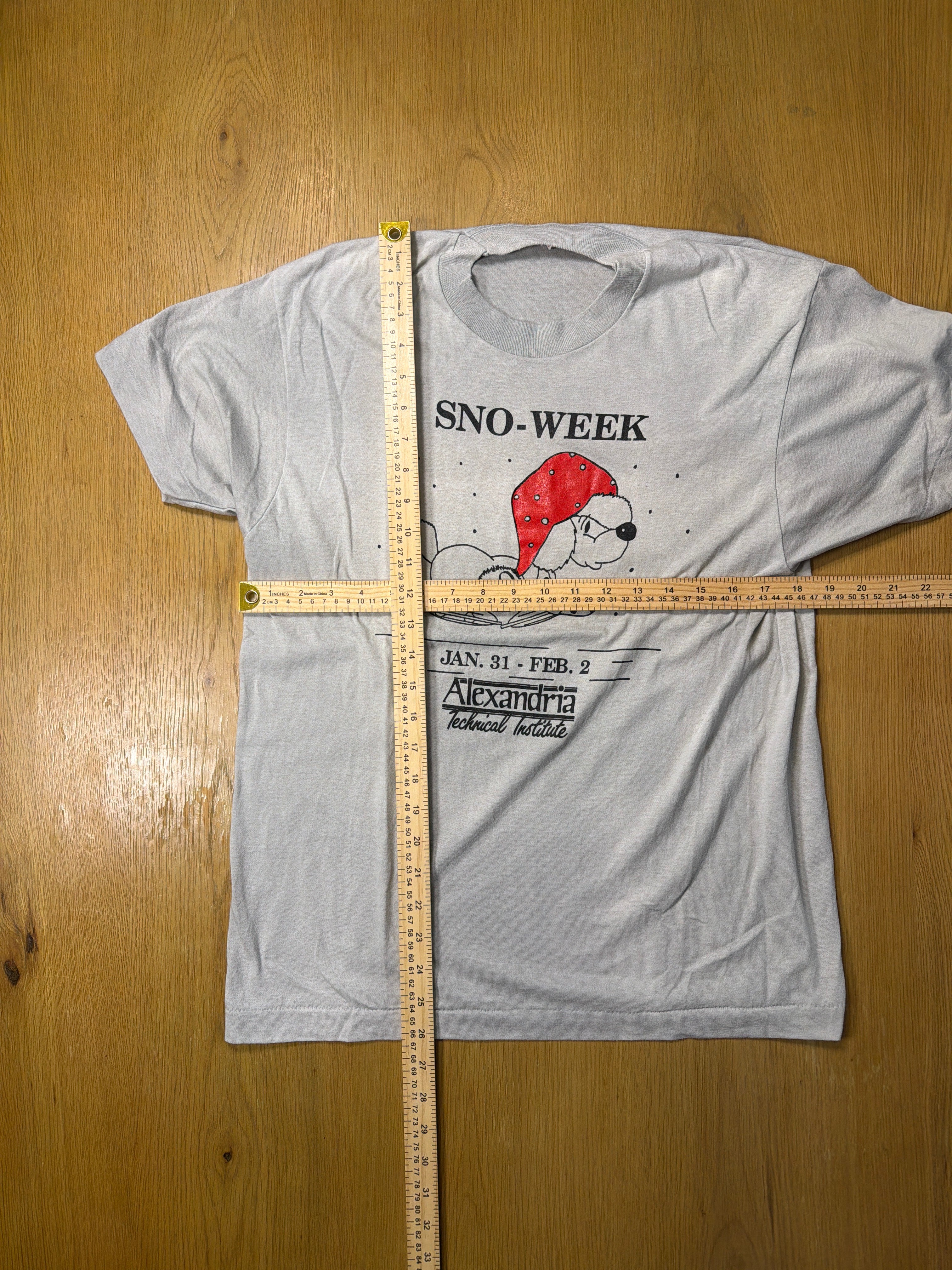 Vintage Alexandria Technical Institute Snow Week 1989 Blue T-Shirt M/L