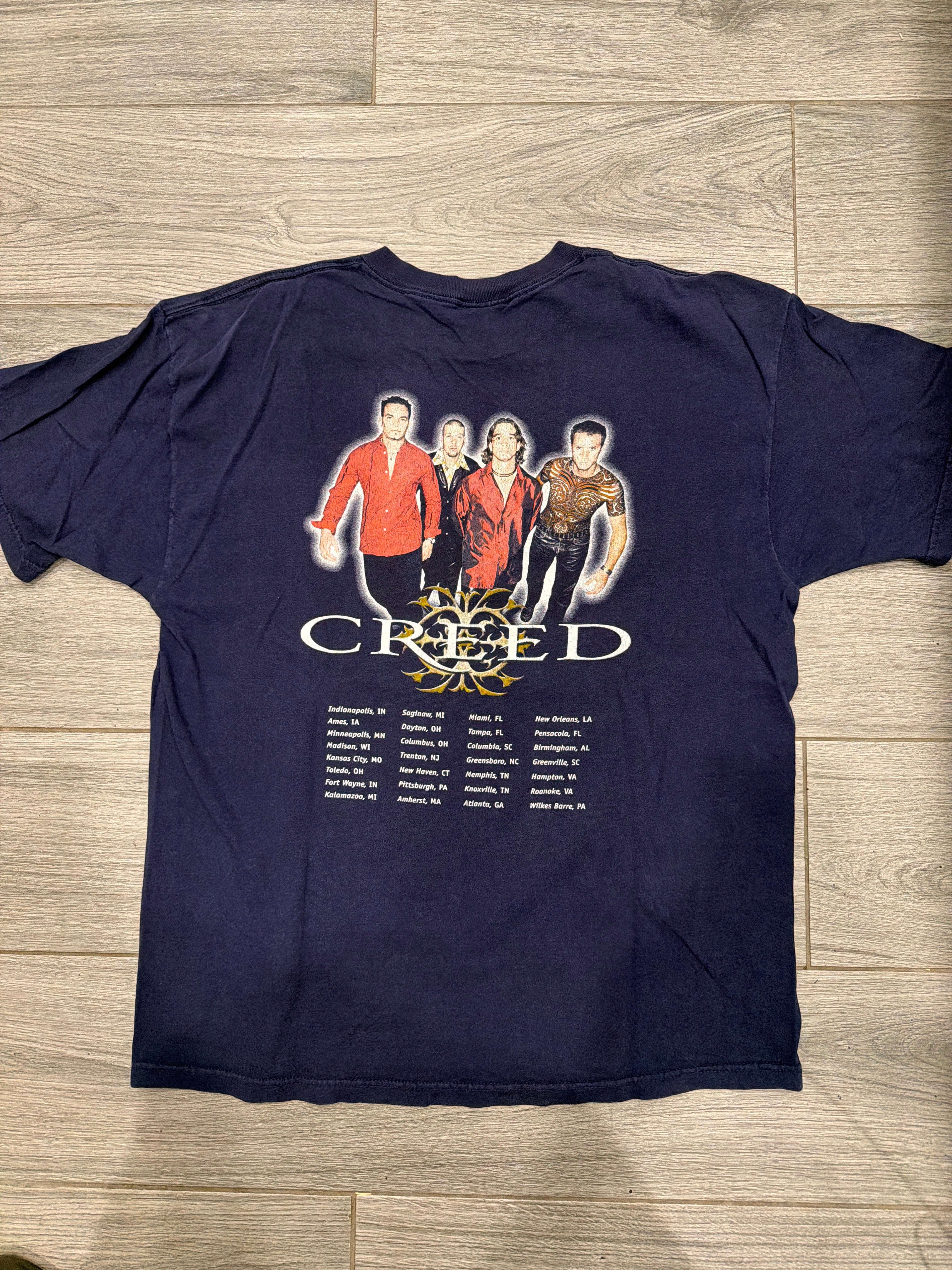 1999 Creed Band T-Shirt Blue XL Tour Double Sided