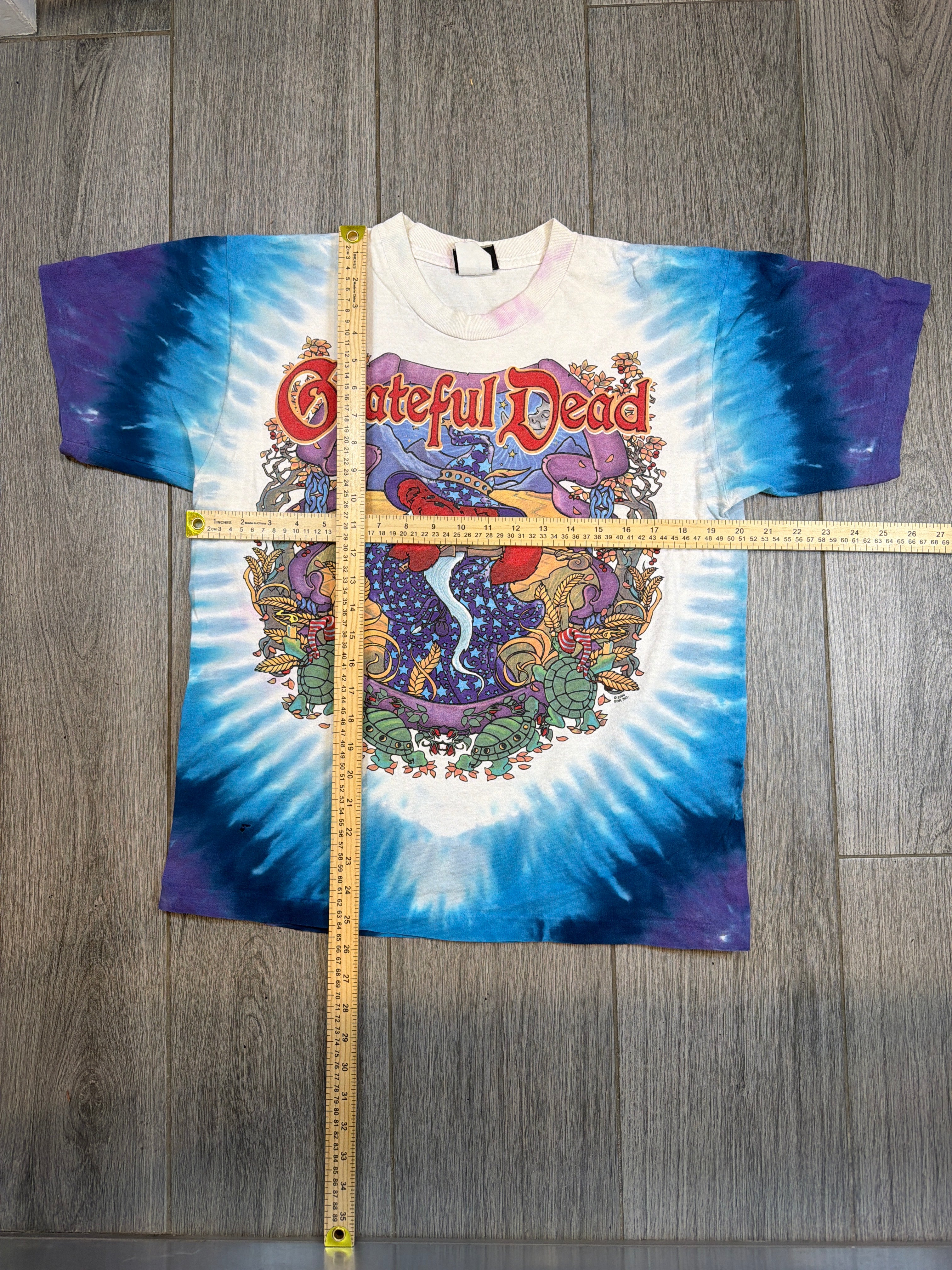 90s Grateful Dead Terrapin Moon Tie Dye Liquid Blue T-Shirt Medium