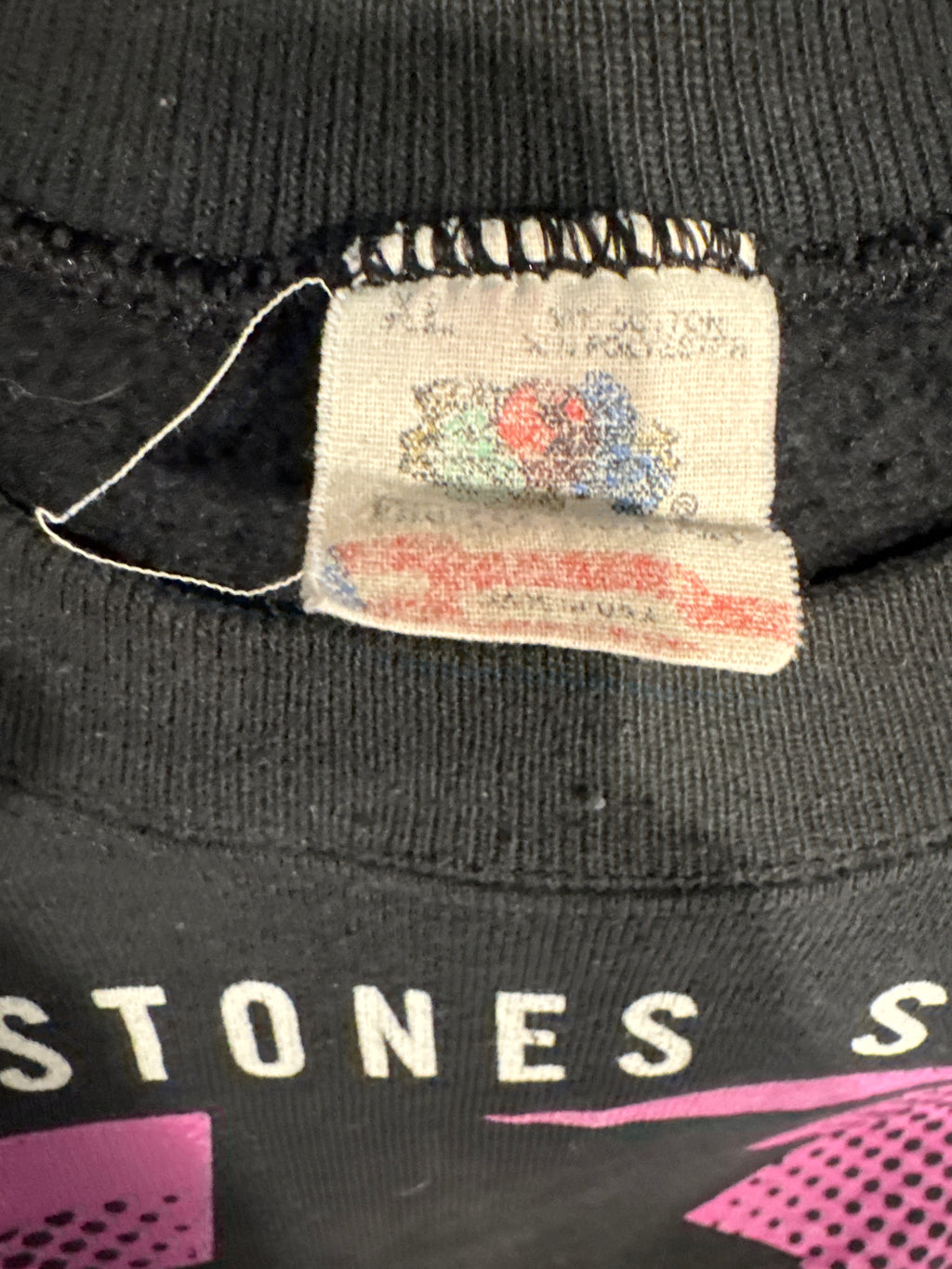 1989 Rolling Stones 'Steel Wheels' Tour Crewneck Sweater Black XL