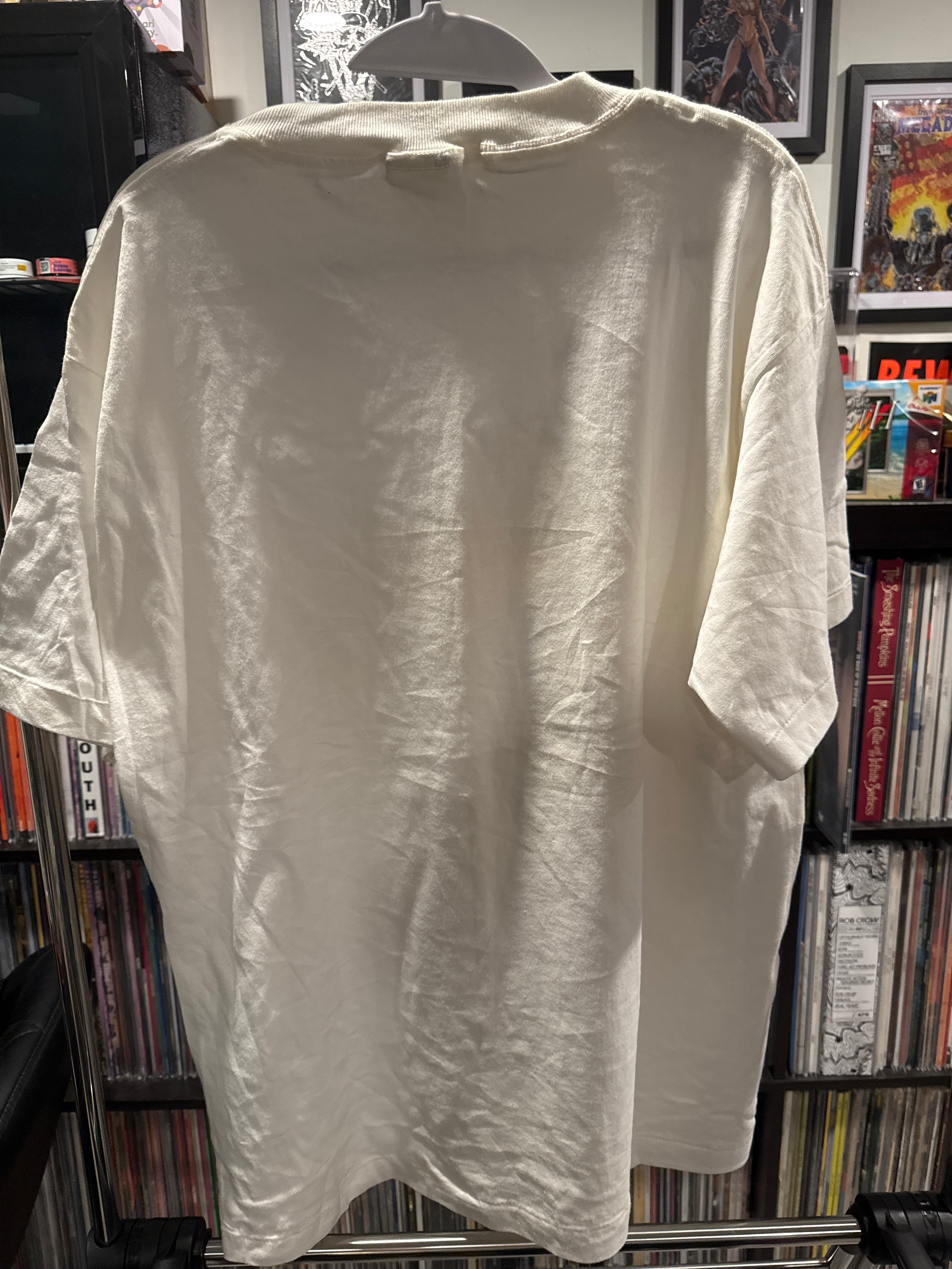 80s 90s Elvis Gold Glitter Diamond Dust Washable Dead Stock Single Stitched White