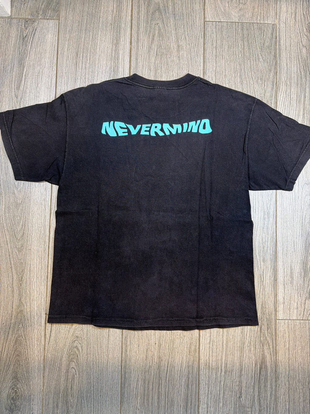 Nirvana Comic Nevermind Cartoon Double SIded Band Black T-Shirt Large