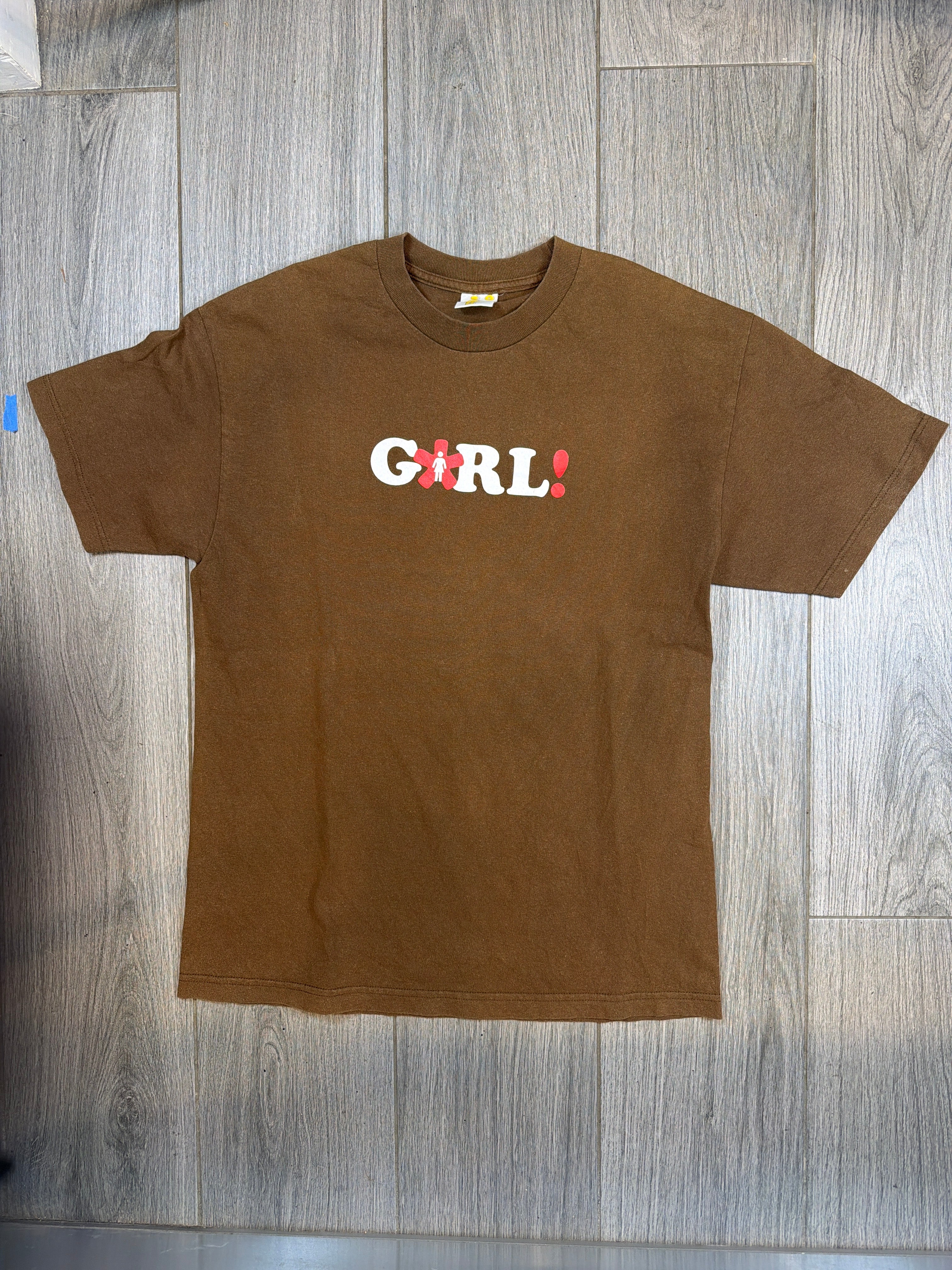 2000s Y2K Girl Skateboard Brown T-Shirt Large