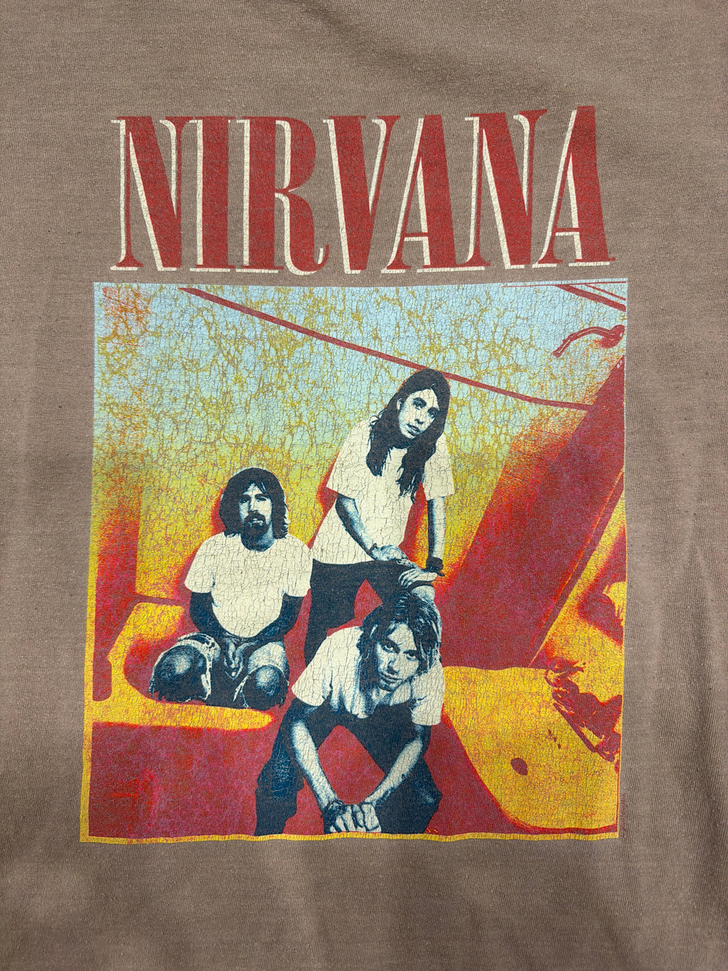Nirvana M&O Gold Band Photo Kurt Cobain Y2K T-Shirt Large
