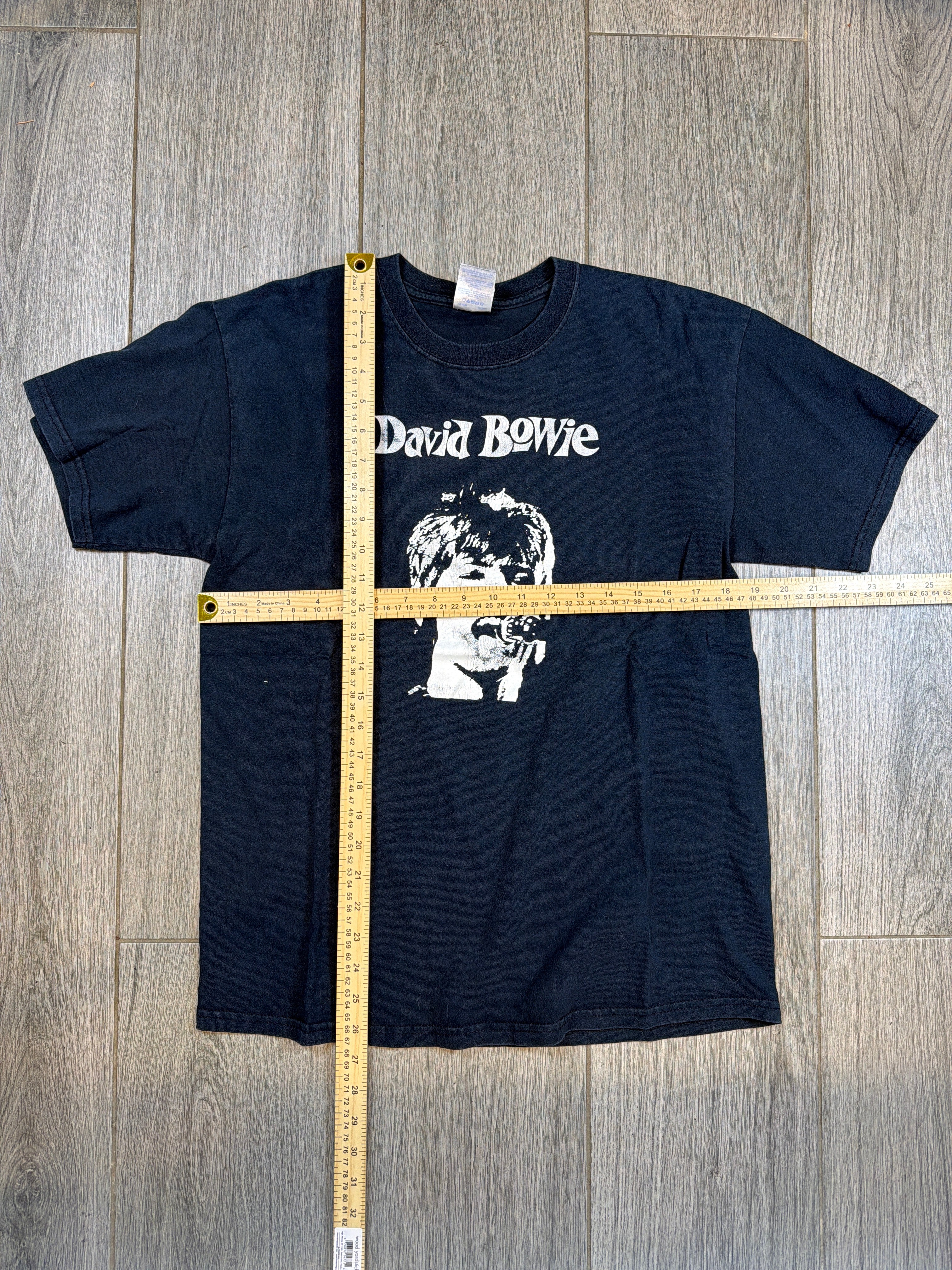 00s David Bowie Face Graphic Black T-Shirt Medium