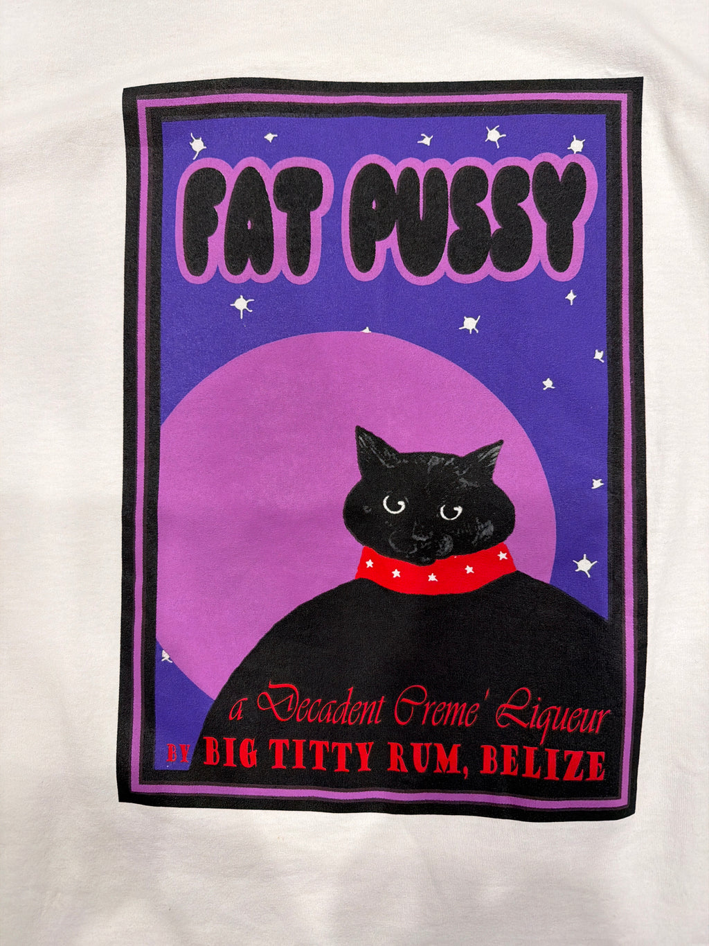90s Fat Cat Creme Liqueur Belize Rum Comedy Vulgar Promo White T-Shirt XL
