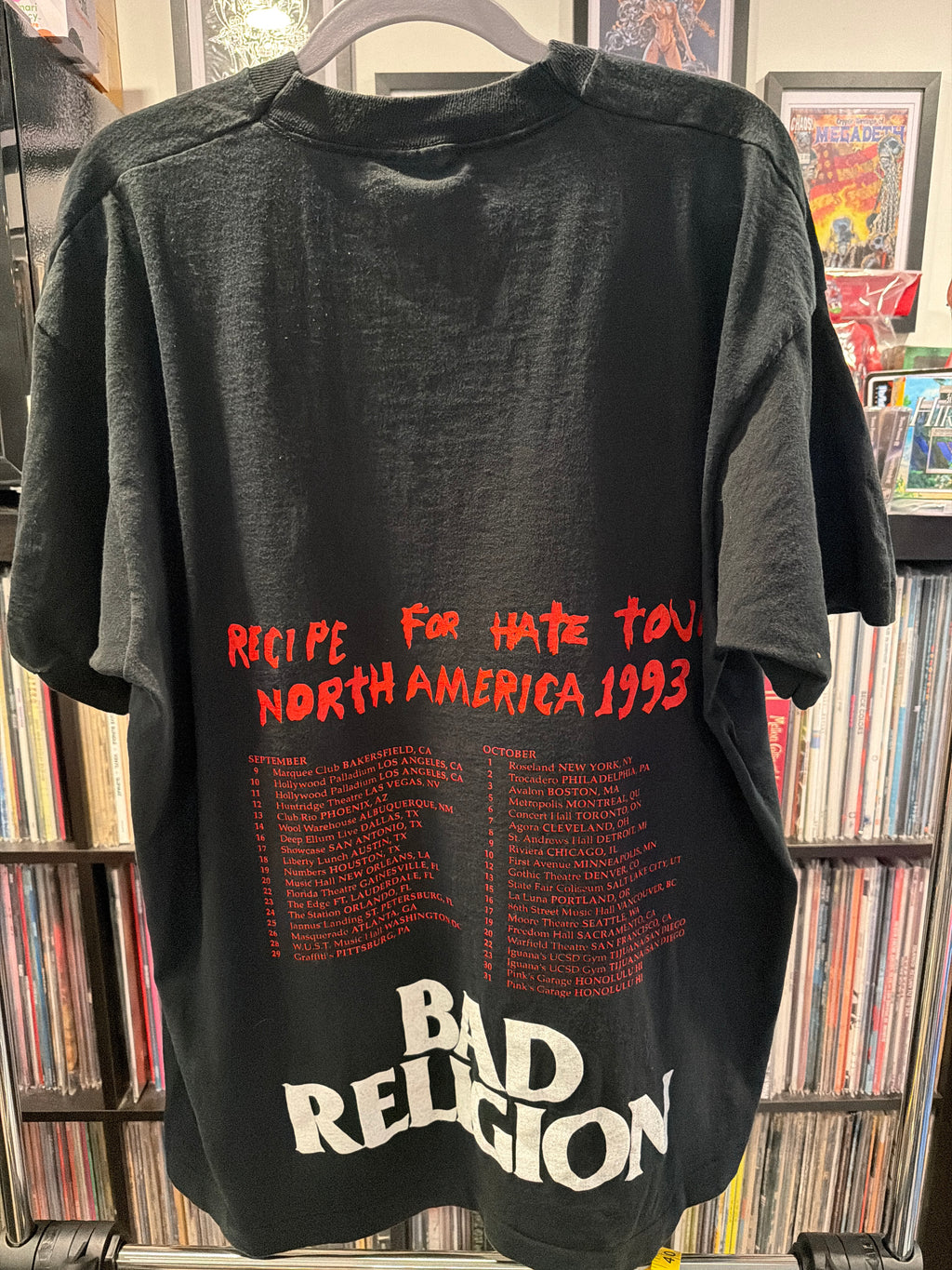 1993 Bad Religion Recipe For Hate Tour Fruit of the Loom XL Vintage T-Shirt