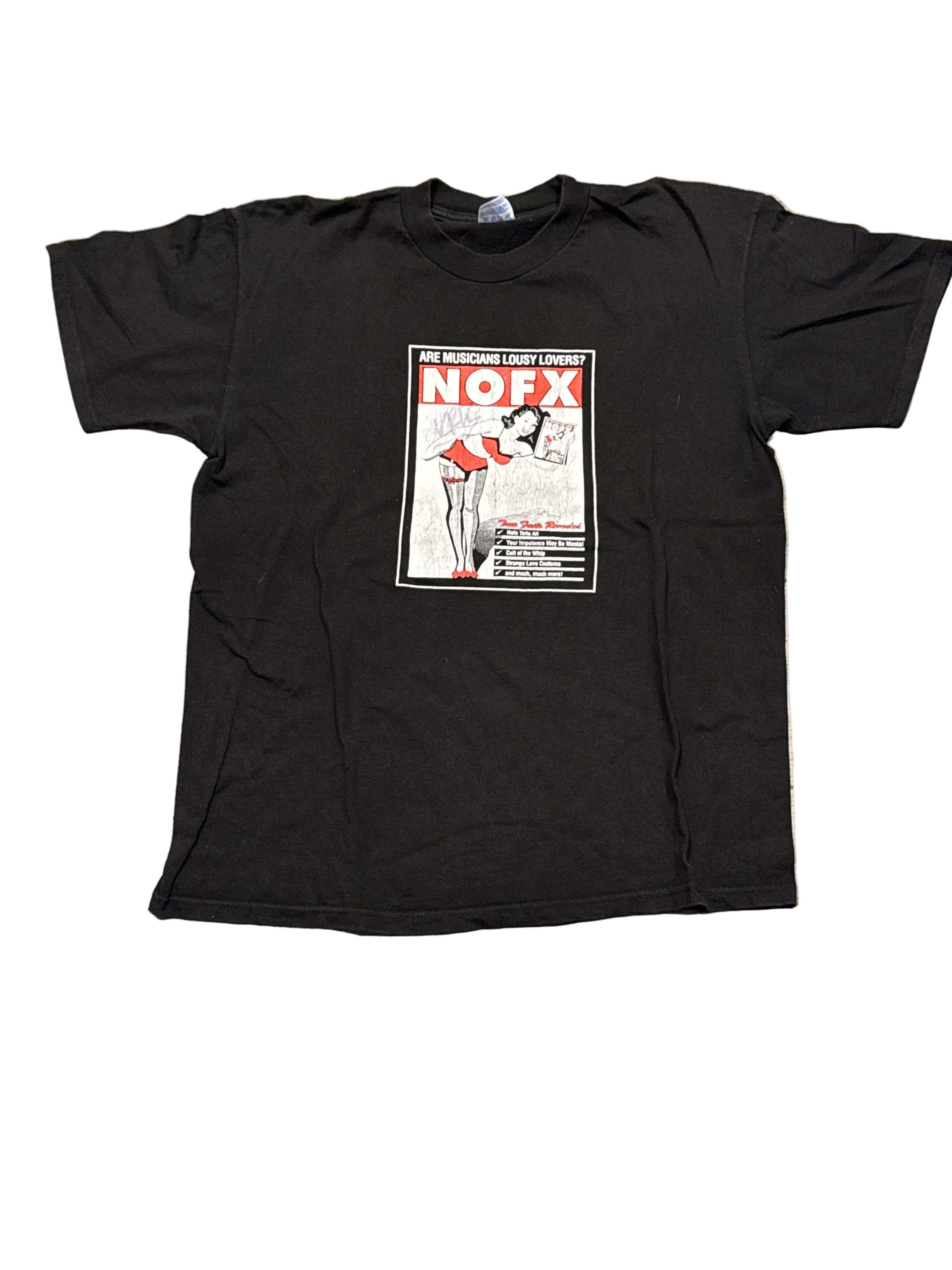 1998 NOFX Lousy Lovers Sex Life Autographed Hanes Black T-Shirt XL